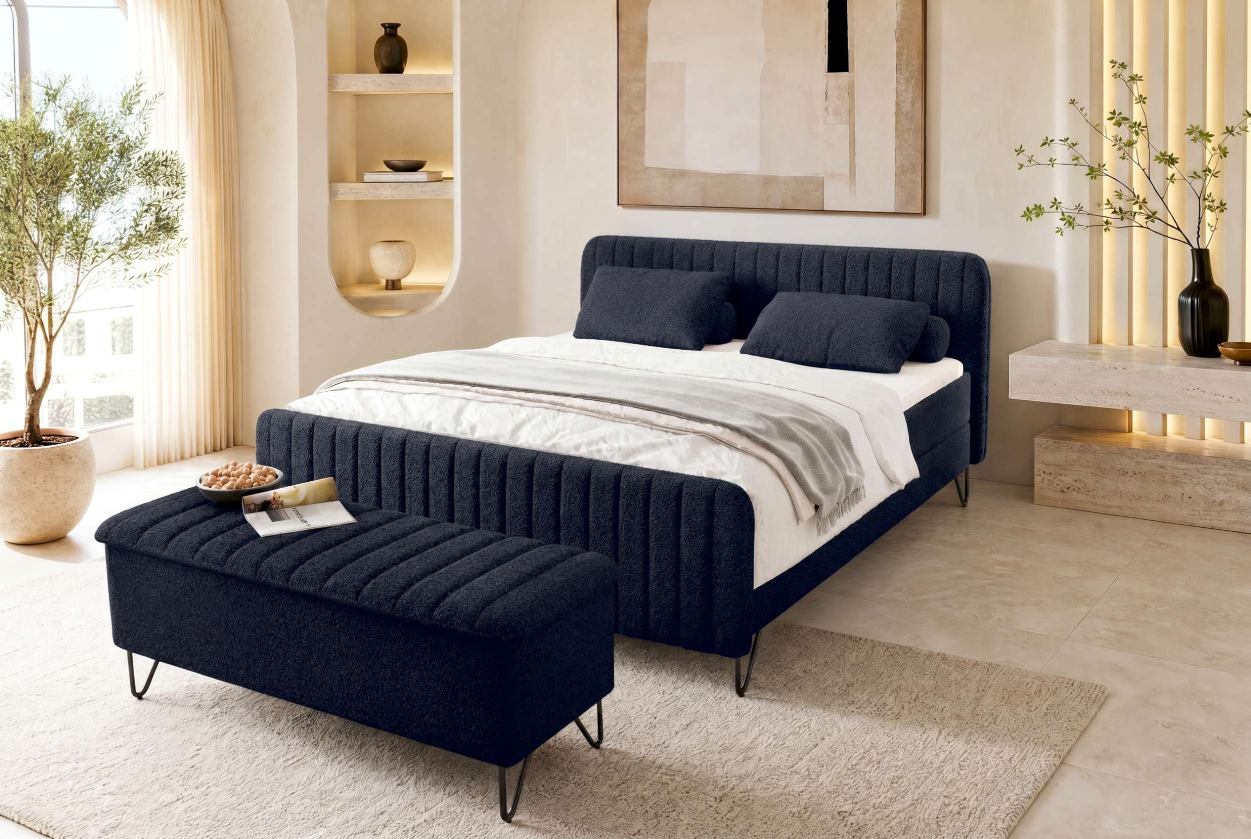 Boxspringbett Aurelio mit Hocker