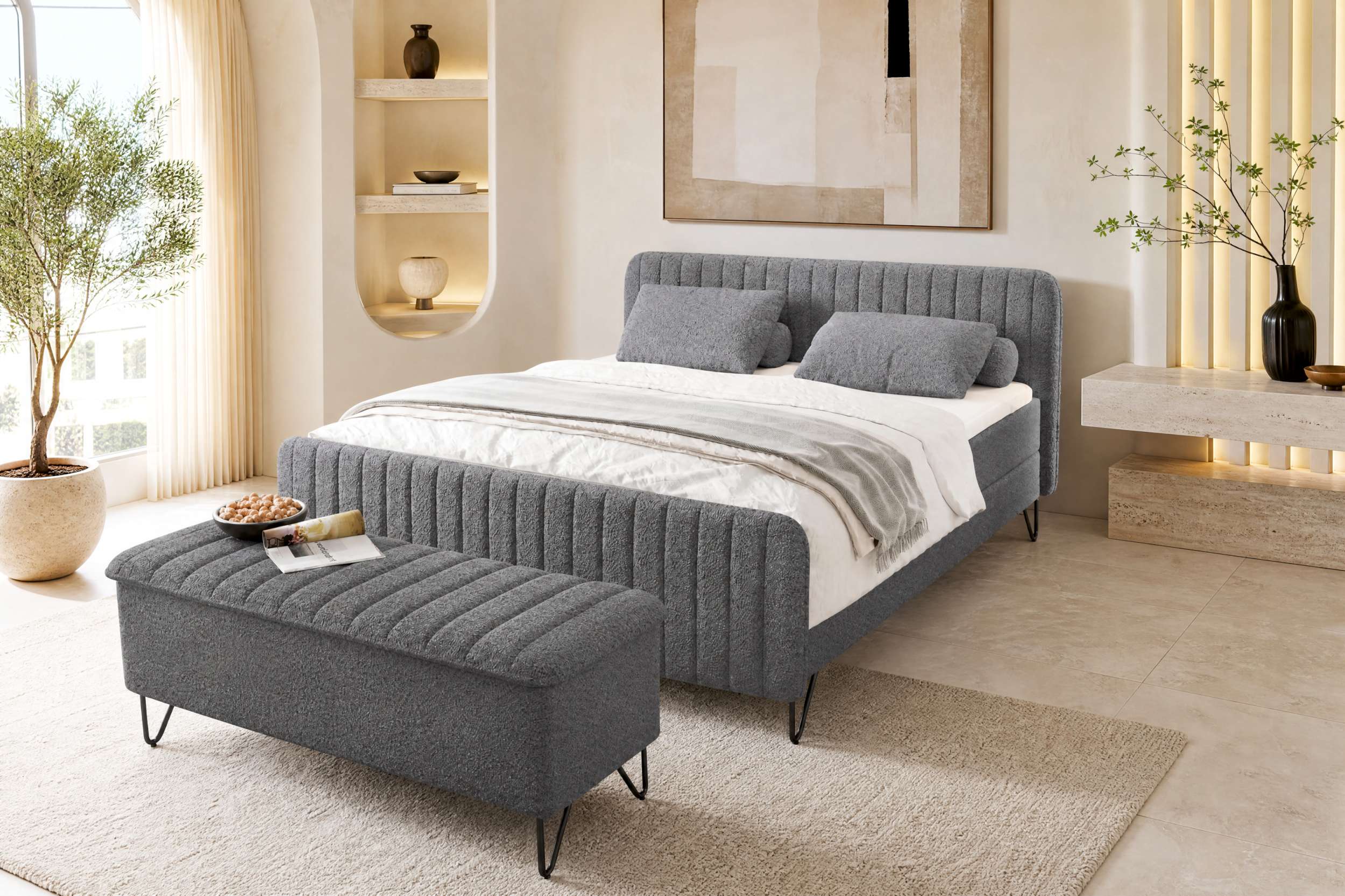 Boxspringbett Aurelio mit Hocker