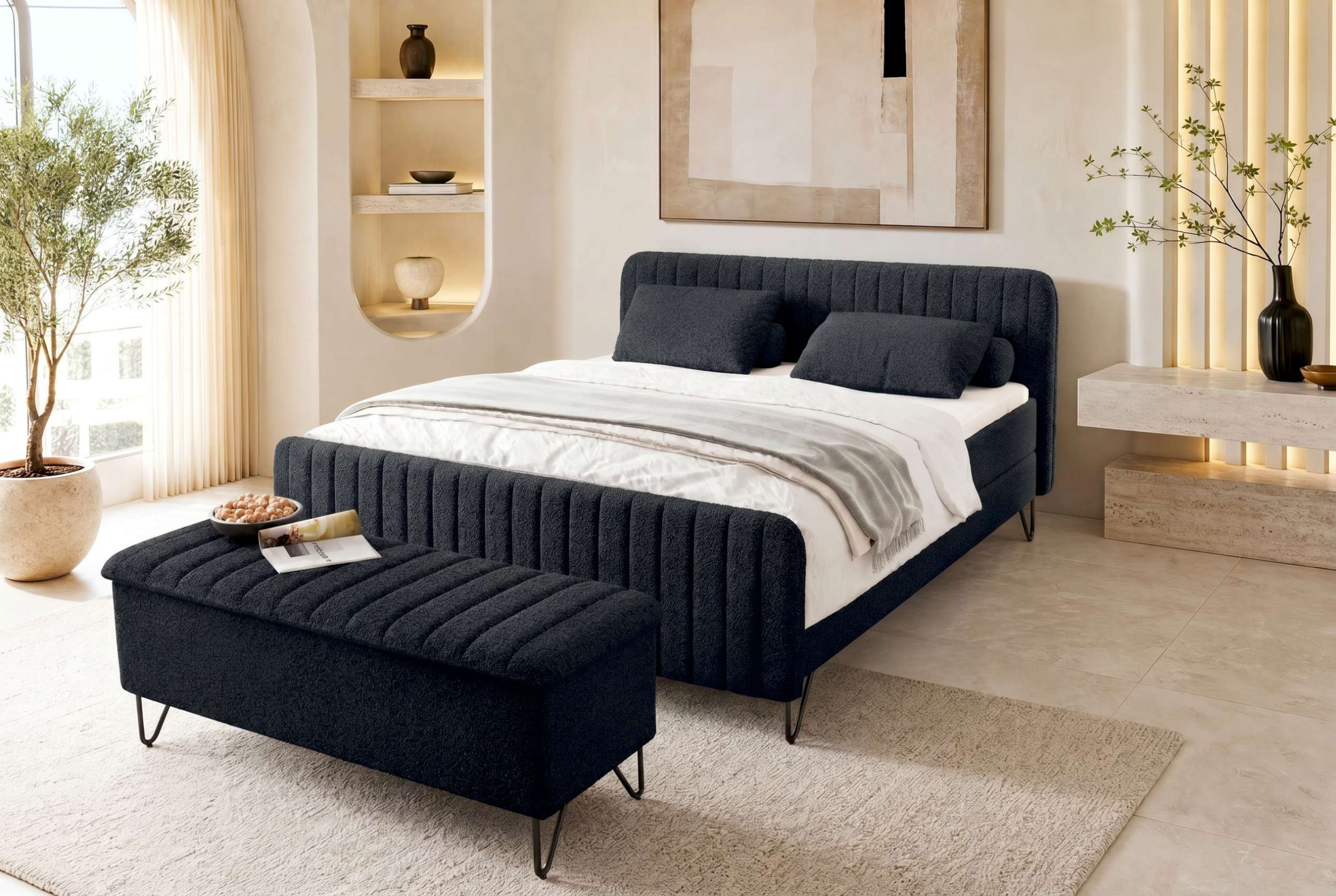 Boxspringbett Aurelio mit Hocker