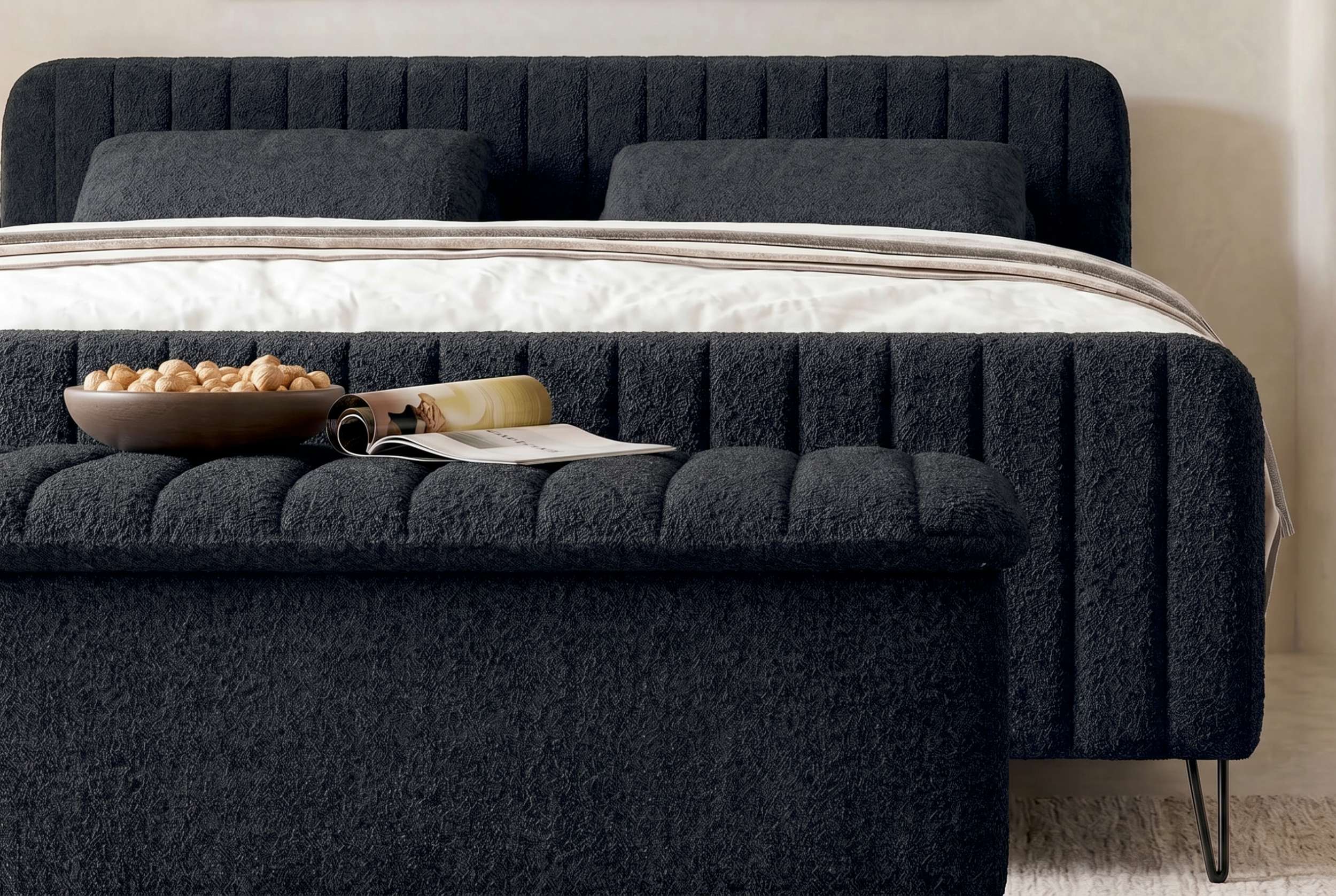 Boxspringbett Aurelio mit Hocker Schwarz