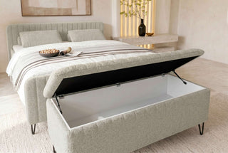 Boxspringbett Aurelio Hocker in Stoff Creme