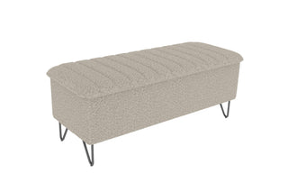 Boxspringbett Aurelio Hocker in Stoff Creme