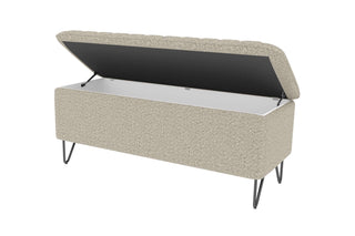 Boxspringbett Aurelio Hocker in Stoff Creme