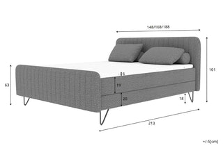 Boxspringbett Aurelio Hocker in Stoff Creme