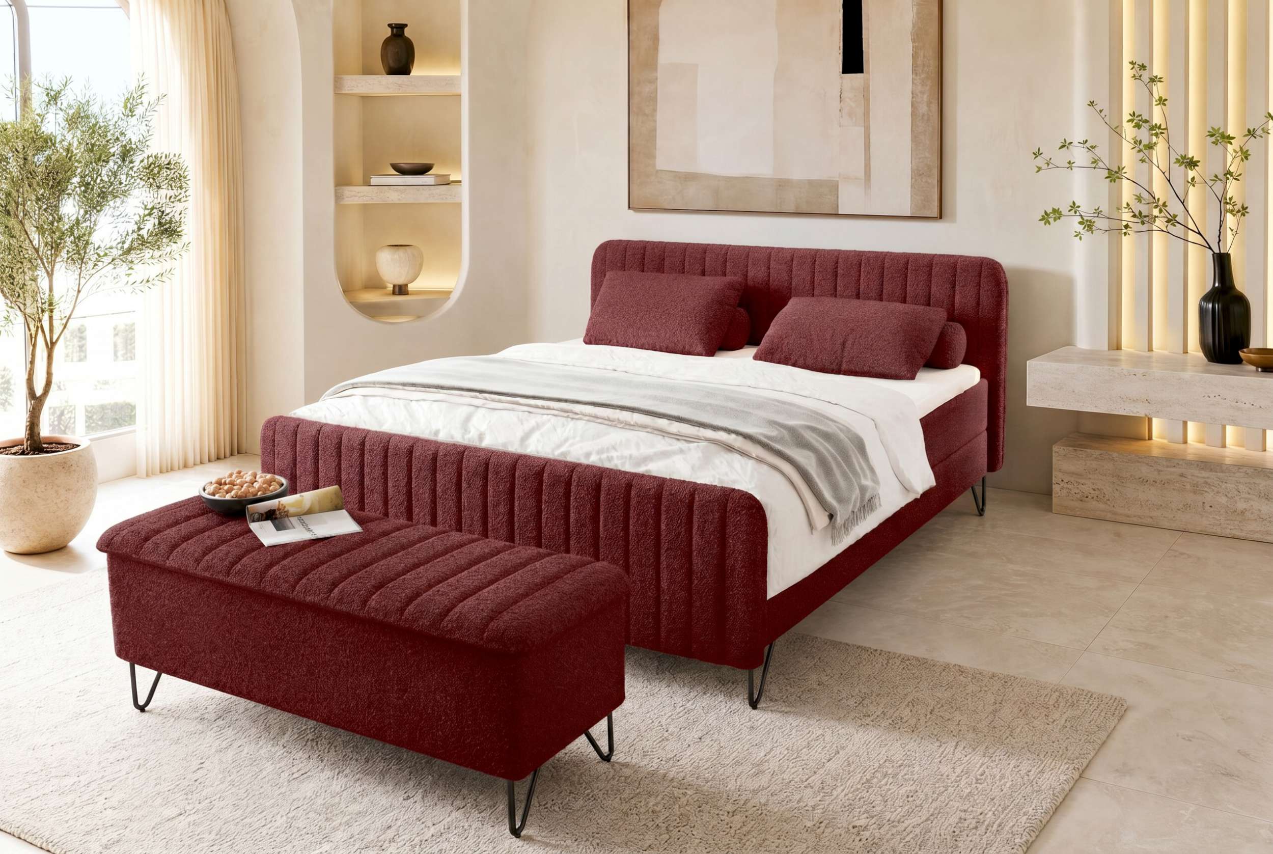 Boxspringbett Aurelio mit Hocker