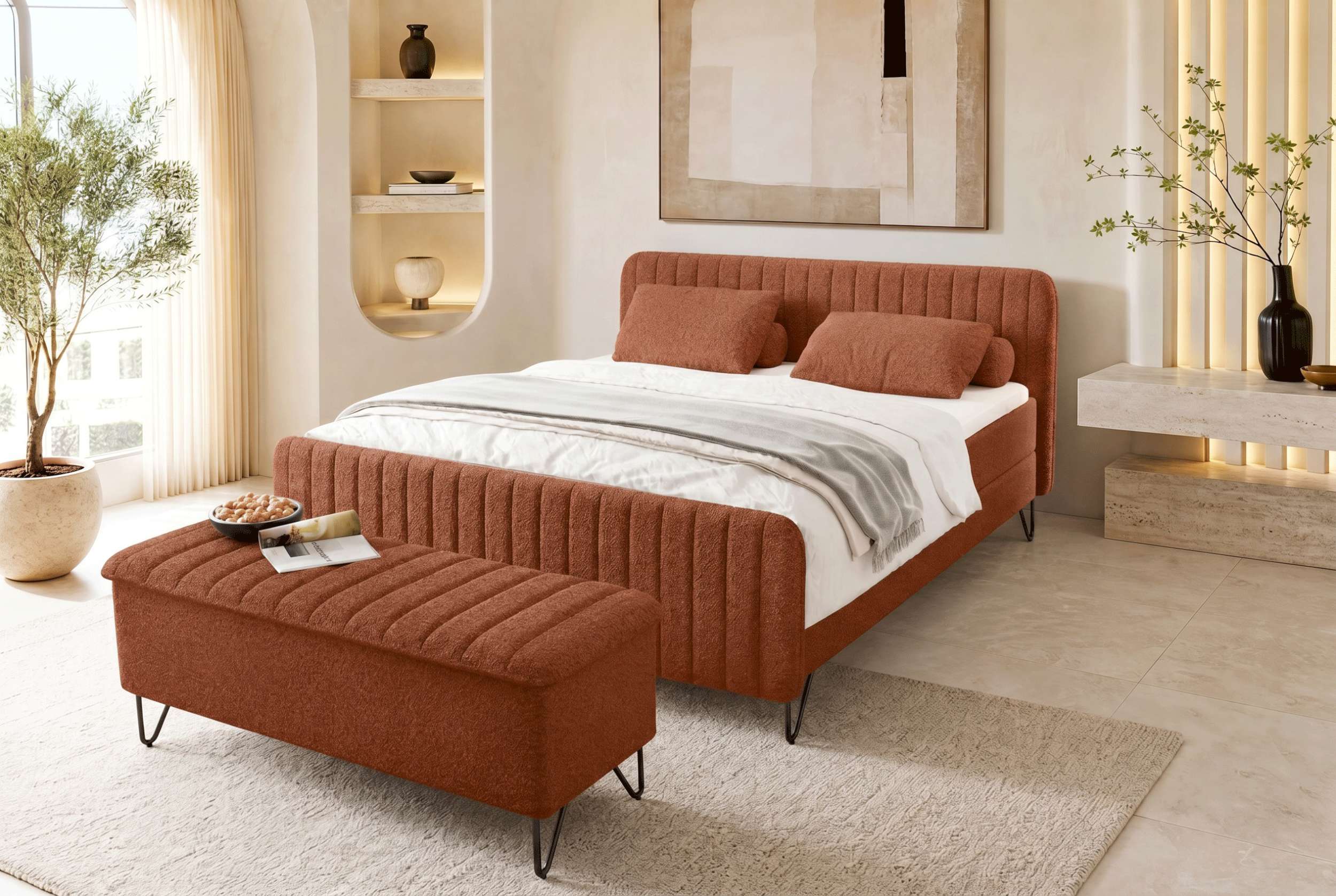 Boxspringbett Aurelio mit Hocker