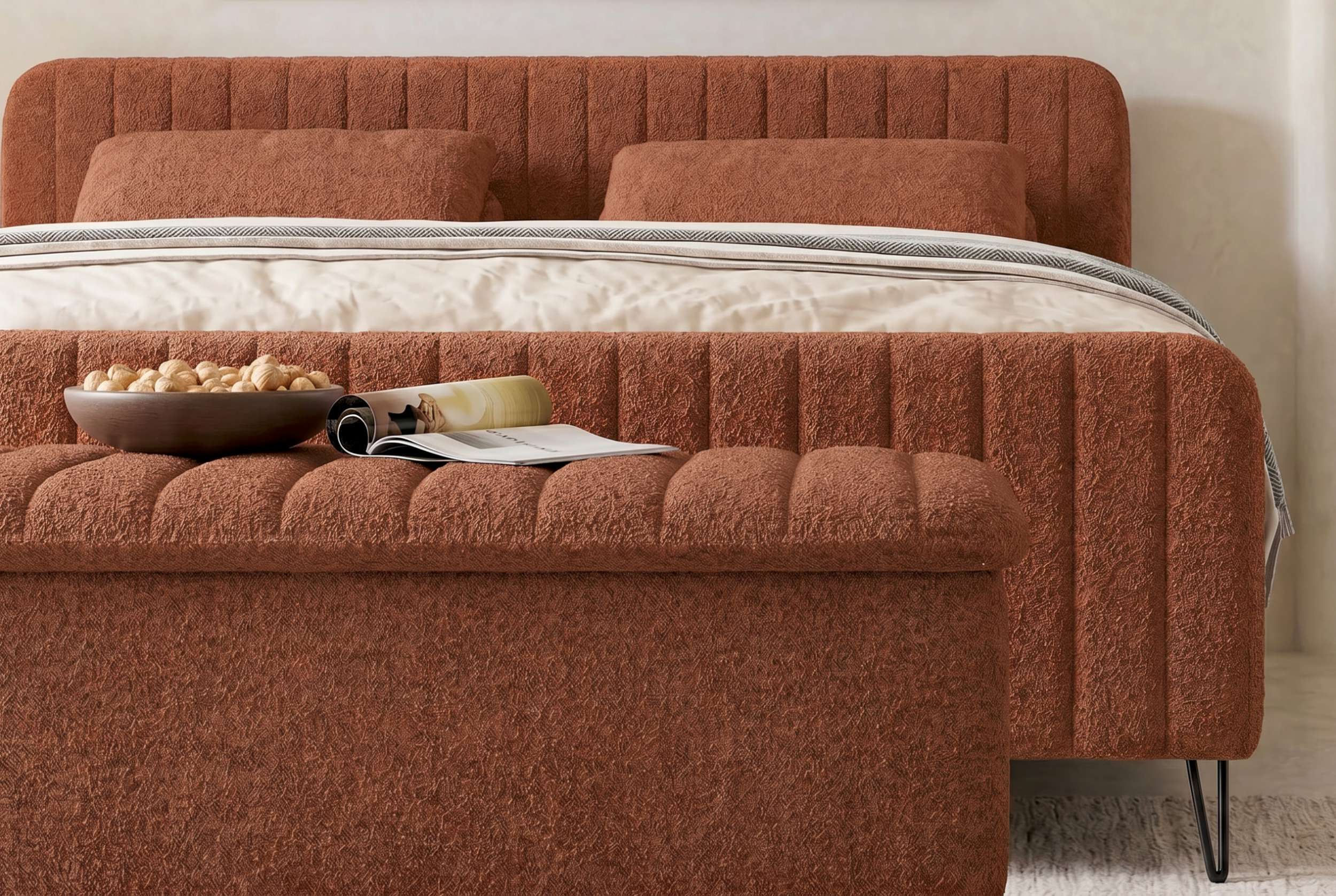 Boxspringbett Aurelio mit Hocker Terracotta
