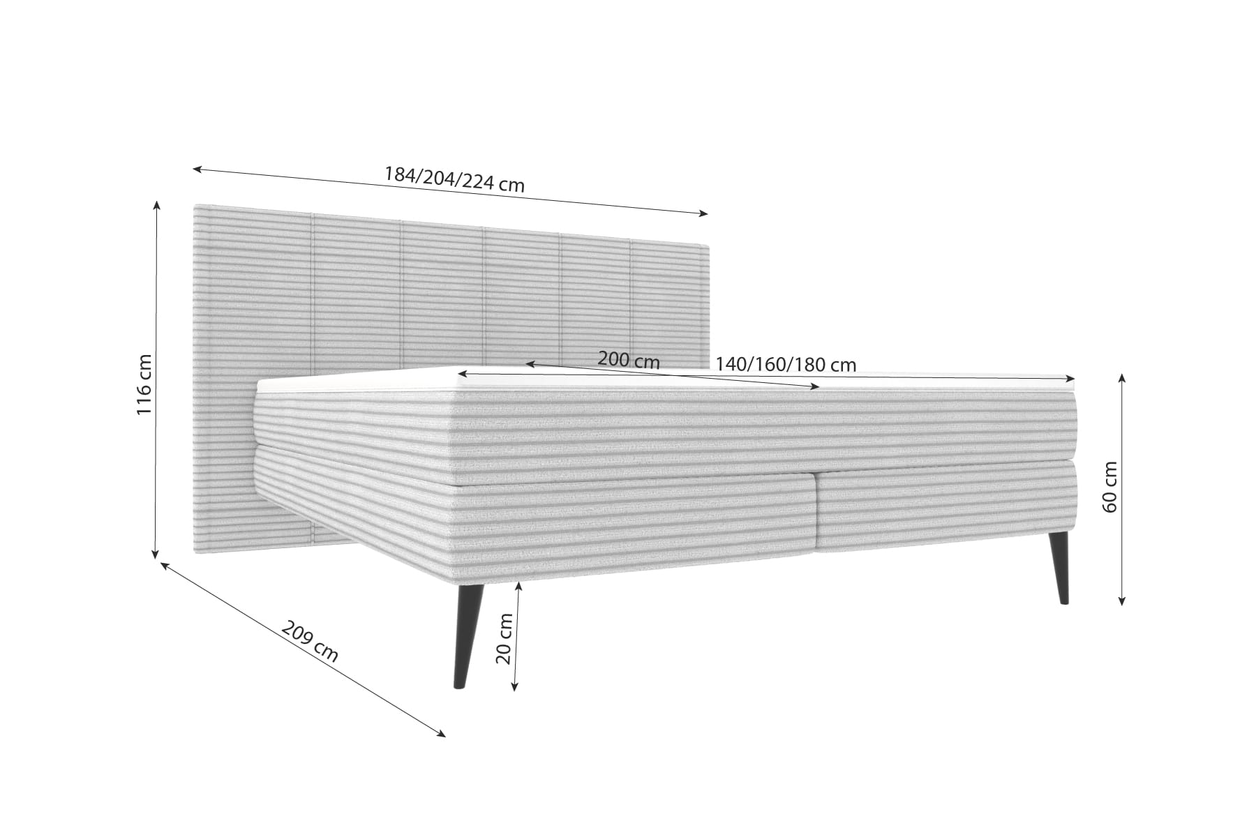 Boxspringbett Vento Hellblau