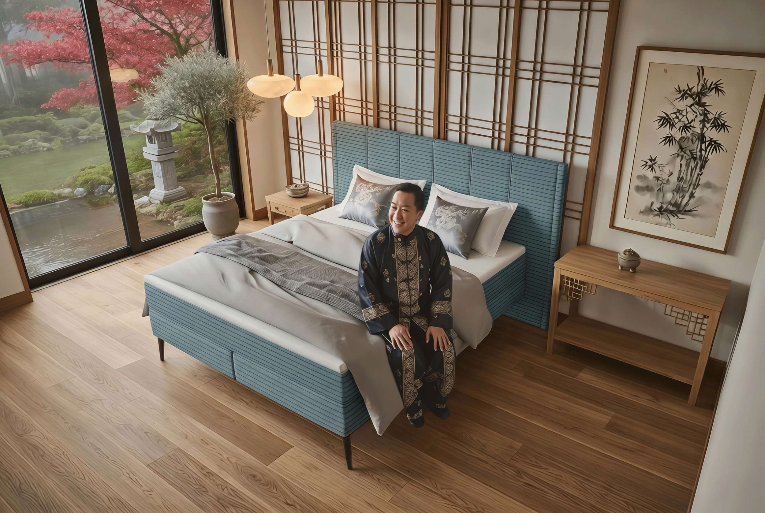 Boxspringbett Vento Hellblau