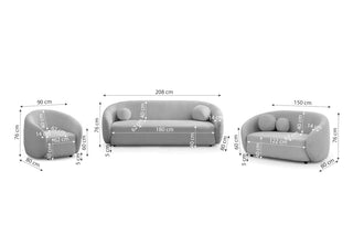 Sofa Set Capri in Stoff Hellbraun