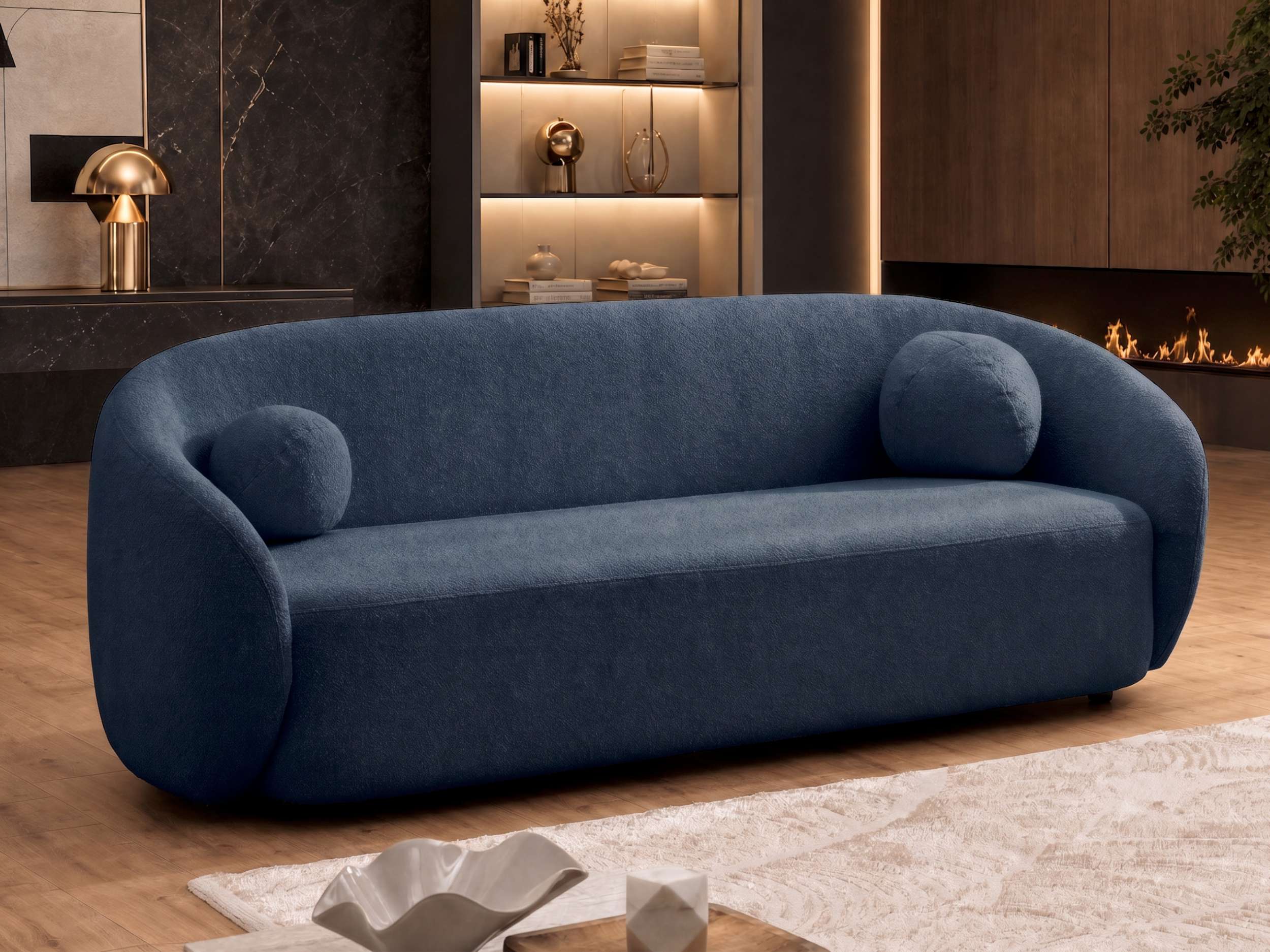 Sofa Set Capri in Stoff dunkelblau