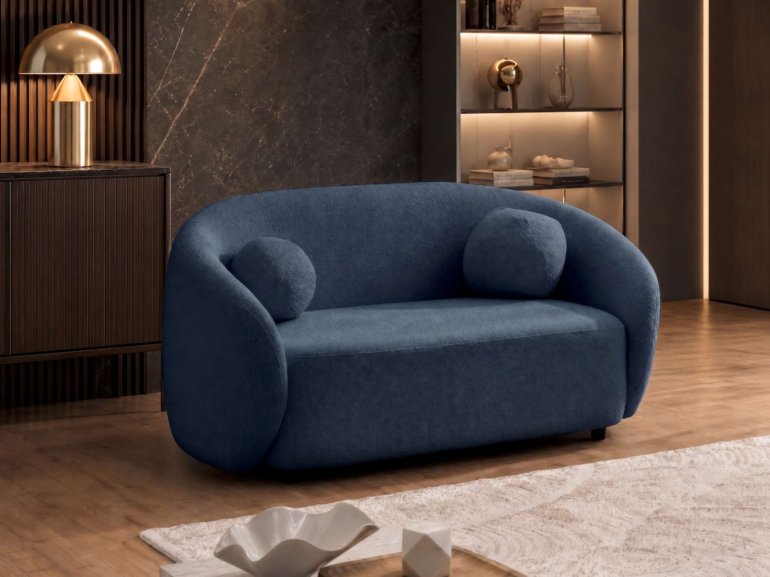 Sofa Set Capri in Stoff dunkelblau