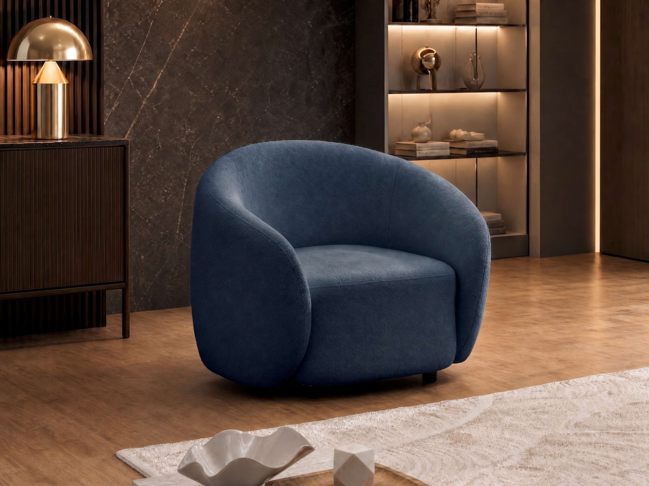 Sofa Set Capri in Stoff dunkelblau