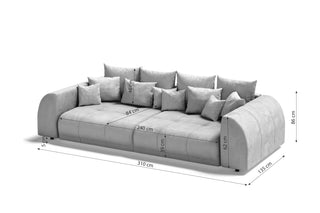 Großes Sofa Ragnar in Stoff Hellgrau