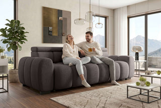 Großes Sofa Santorin L-Form in Stoff Braun