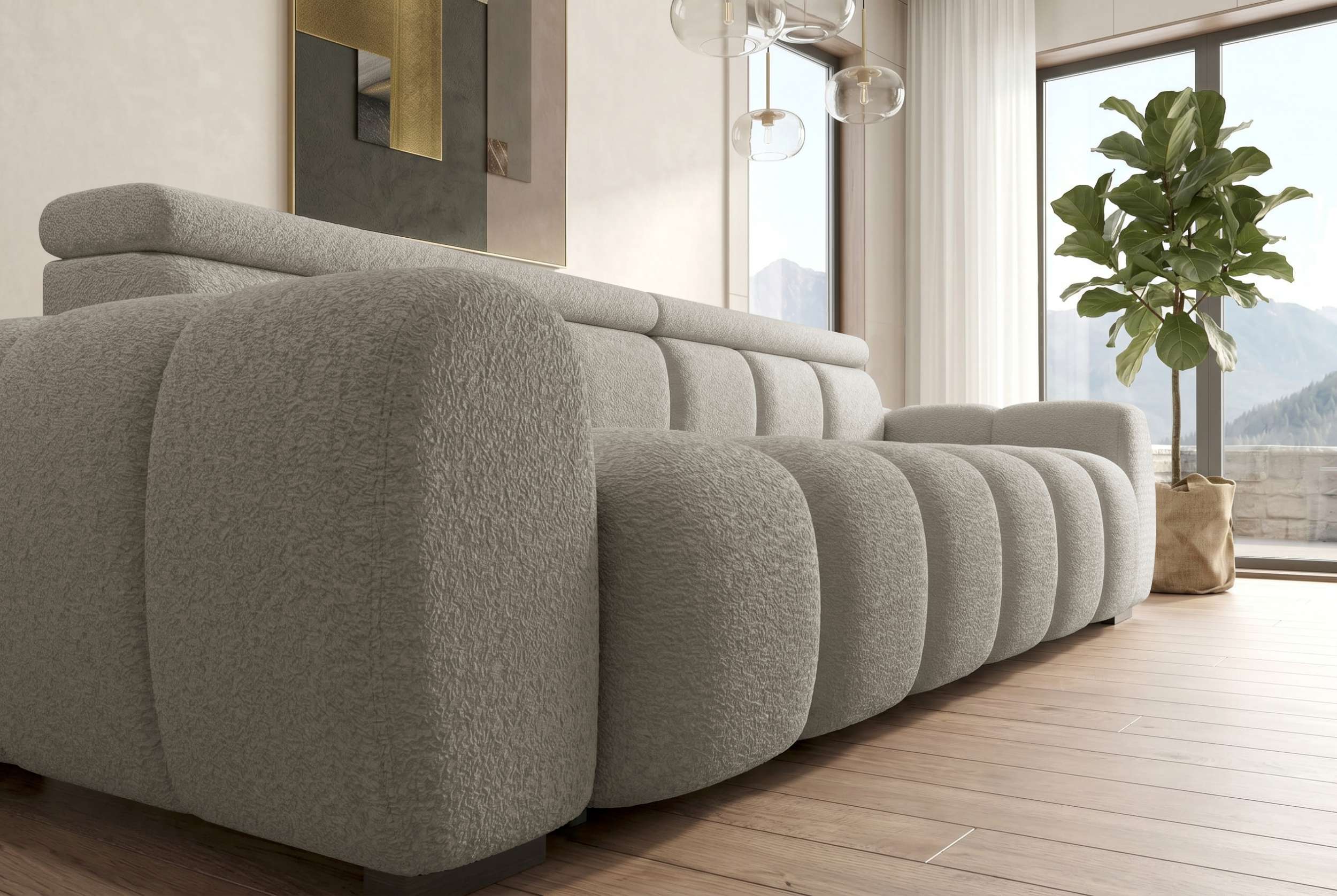 Bigsofa Santorin im Boucle Stoffbezug Cappuccino