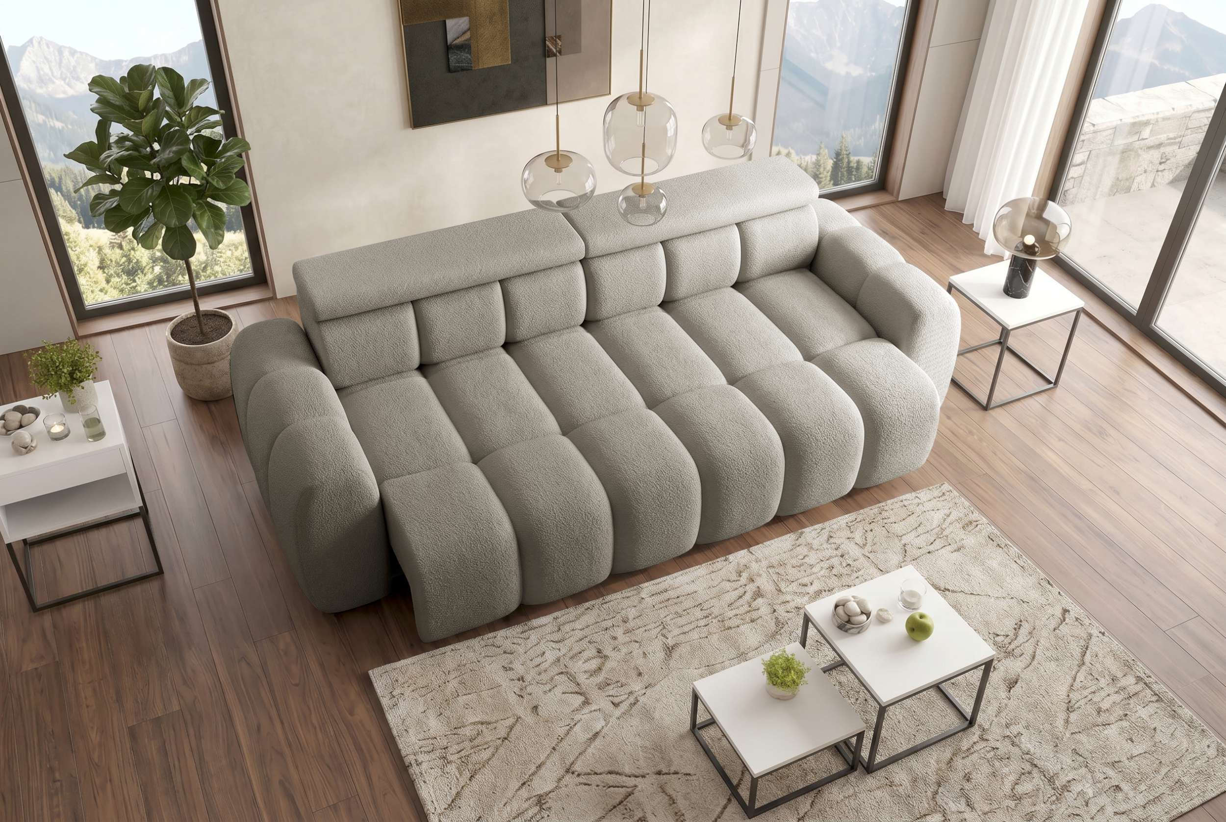Bigsofa Santorin im Boucle Stoffbezug Cappuccino