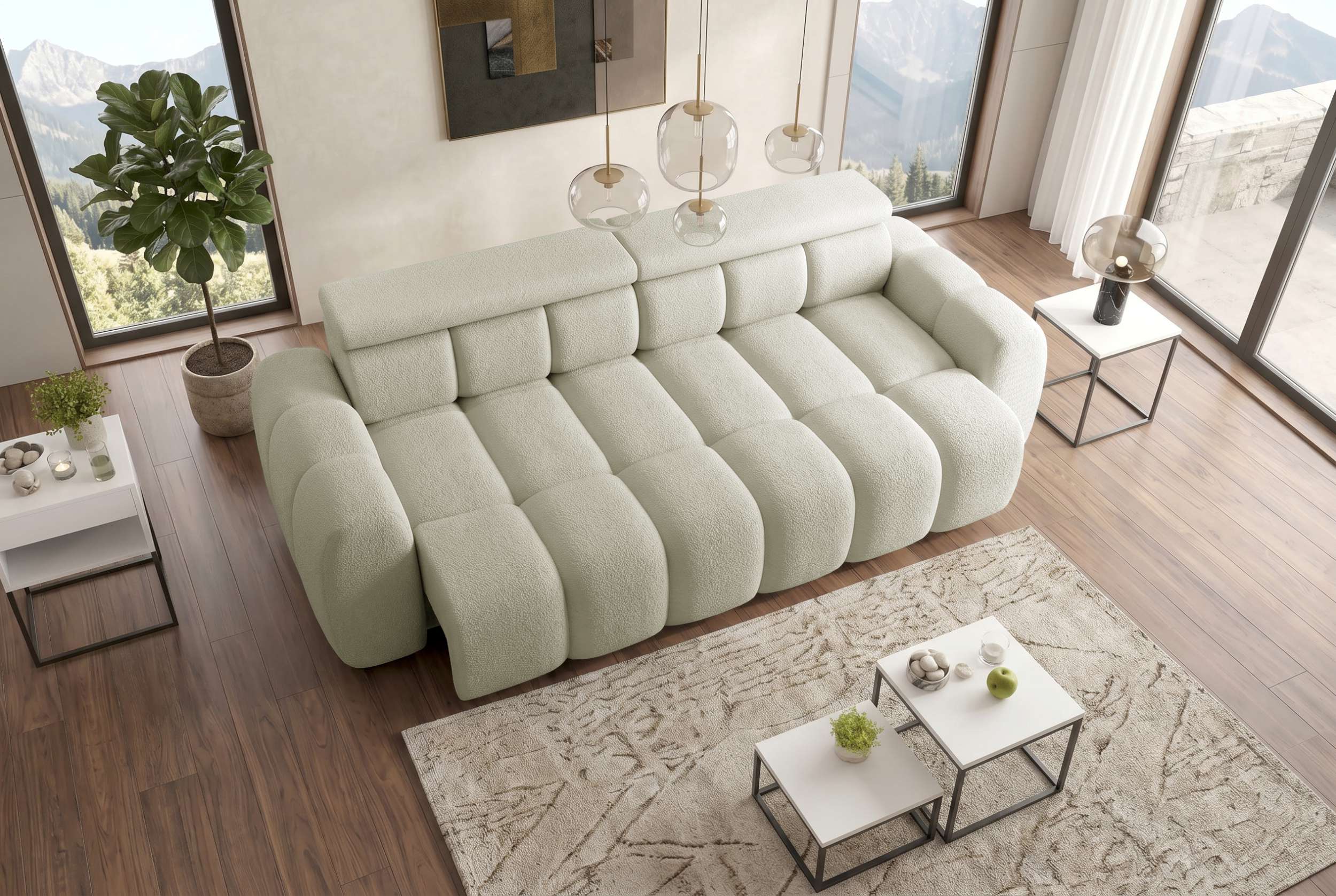 Bigsofa Santorin im Boucle Stoffbezug Weiß