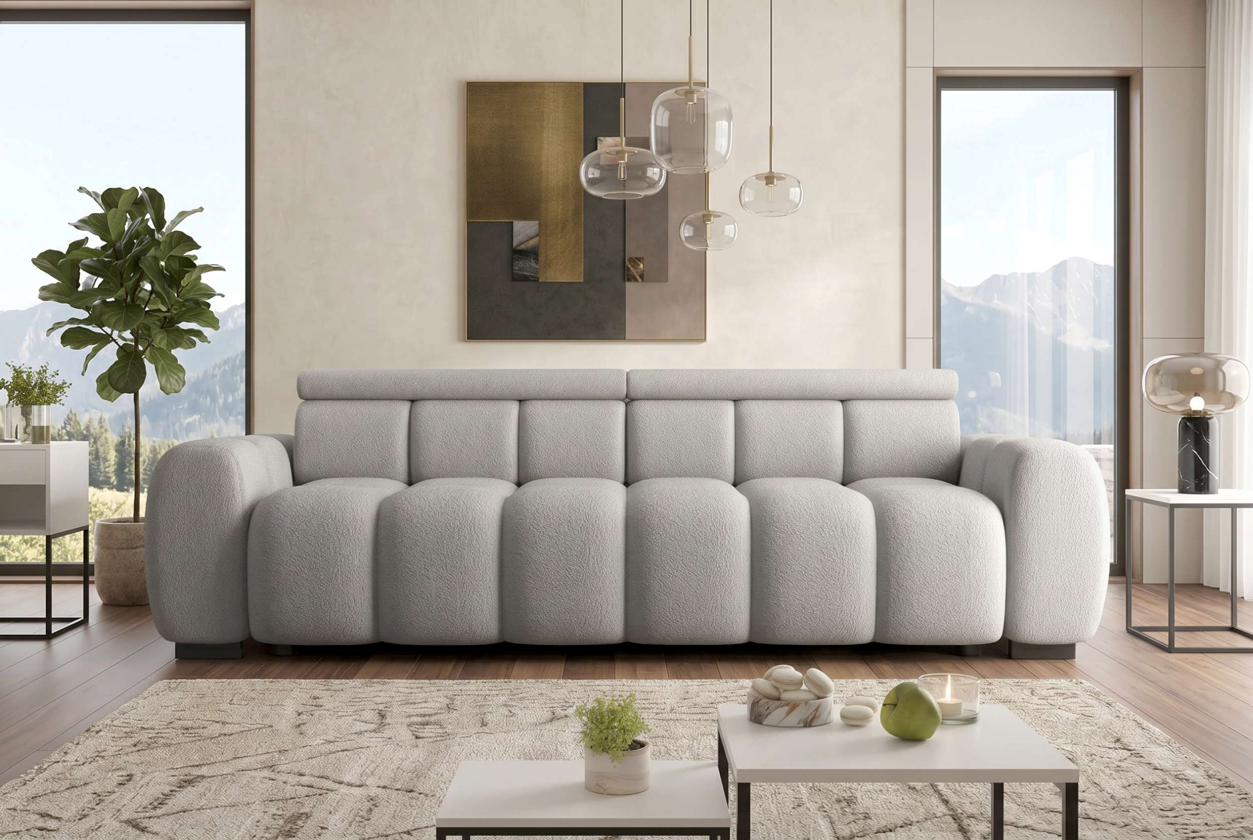 Bigsofa Santorin im Boucle Stoffbezug Grau