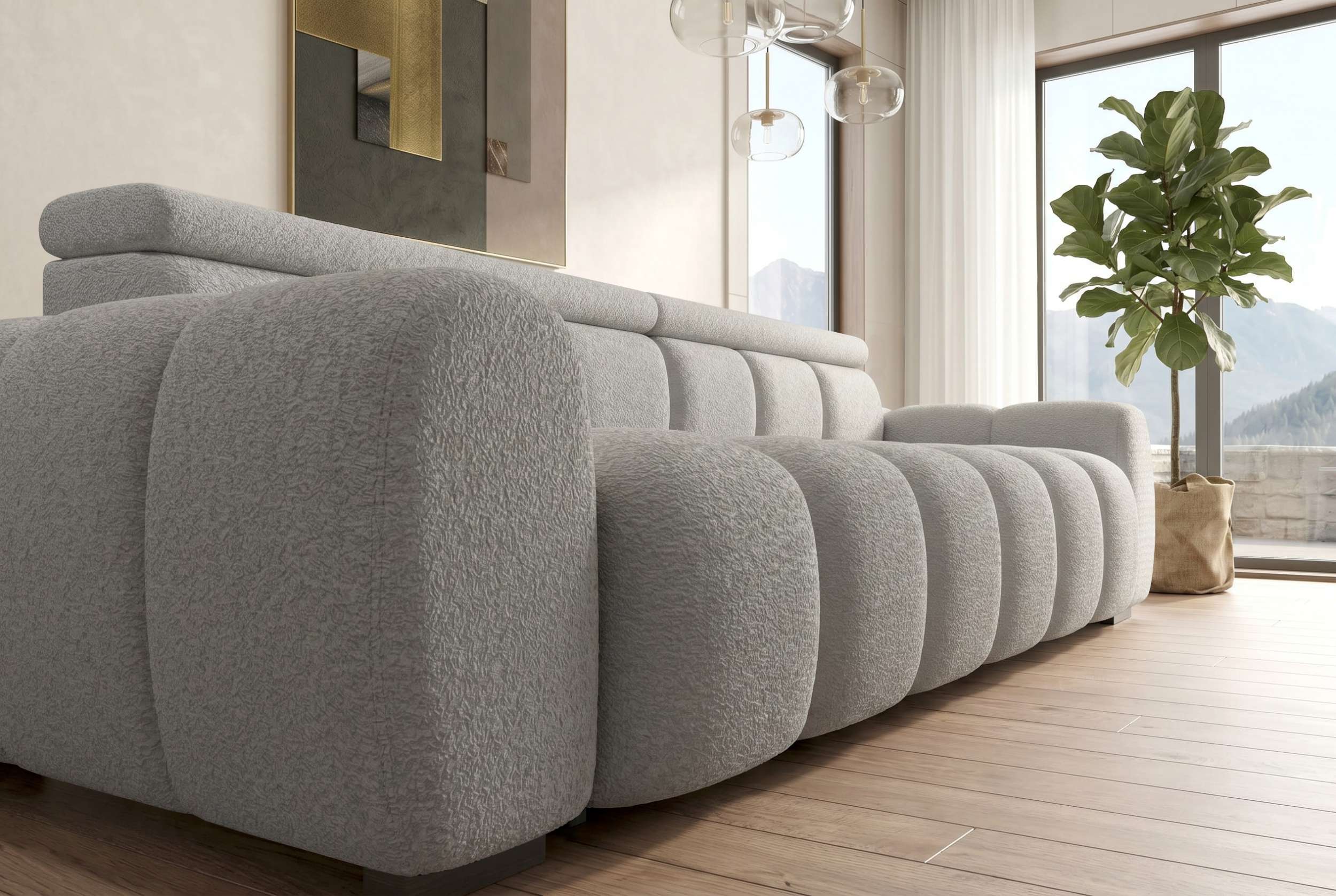 Bigsofa Santorin im Boucle Stoffbezug Grau