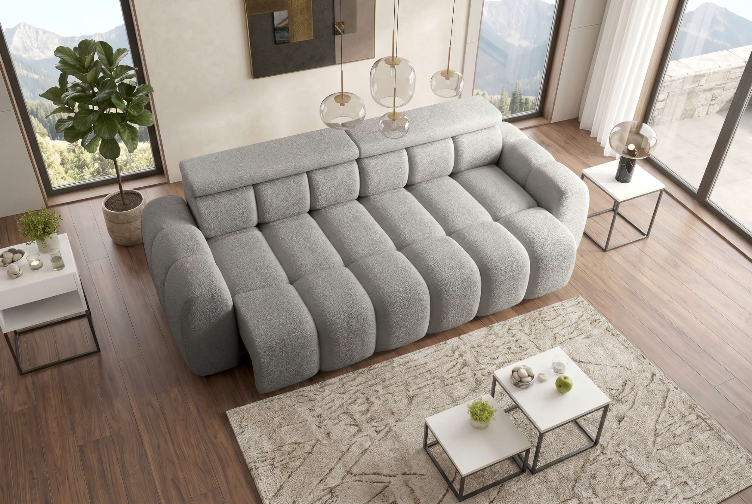 Bigsofa Santorin im Boucle Stoffbezug Grau