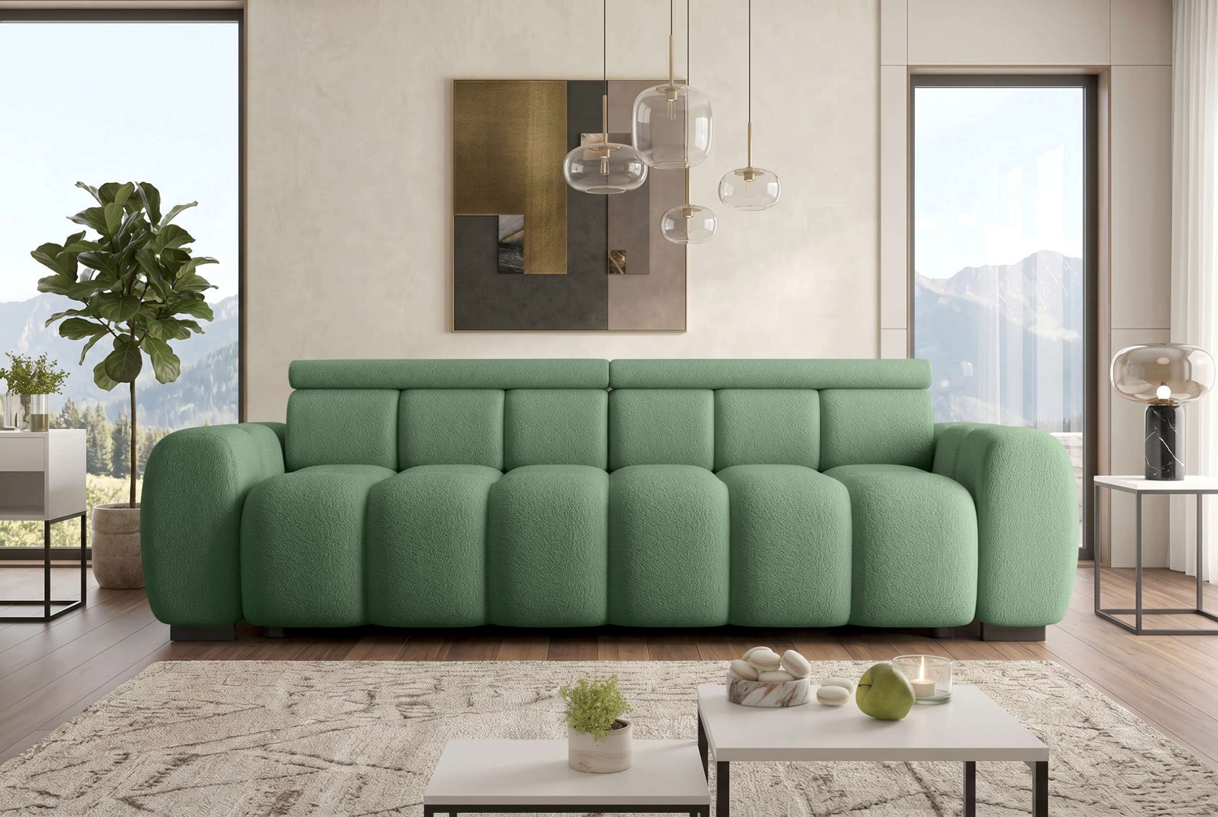 Bigsofa Santorin im Boucle Stoffbezug Minze