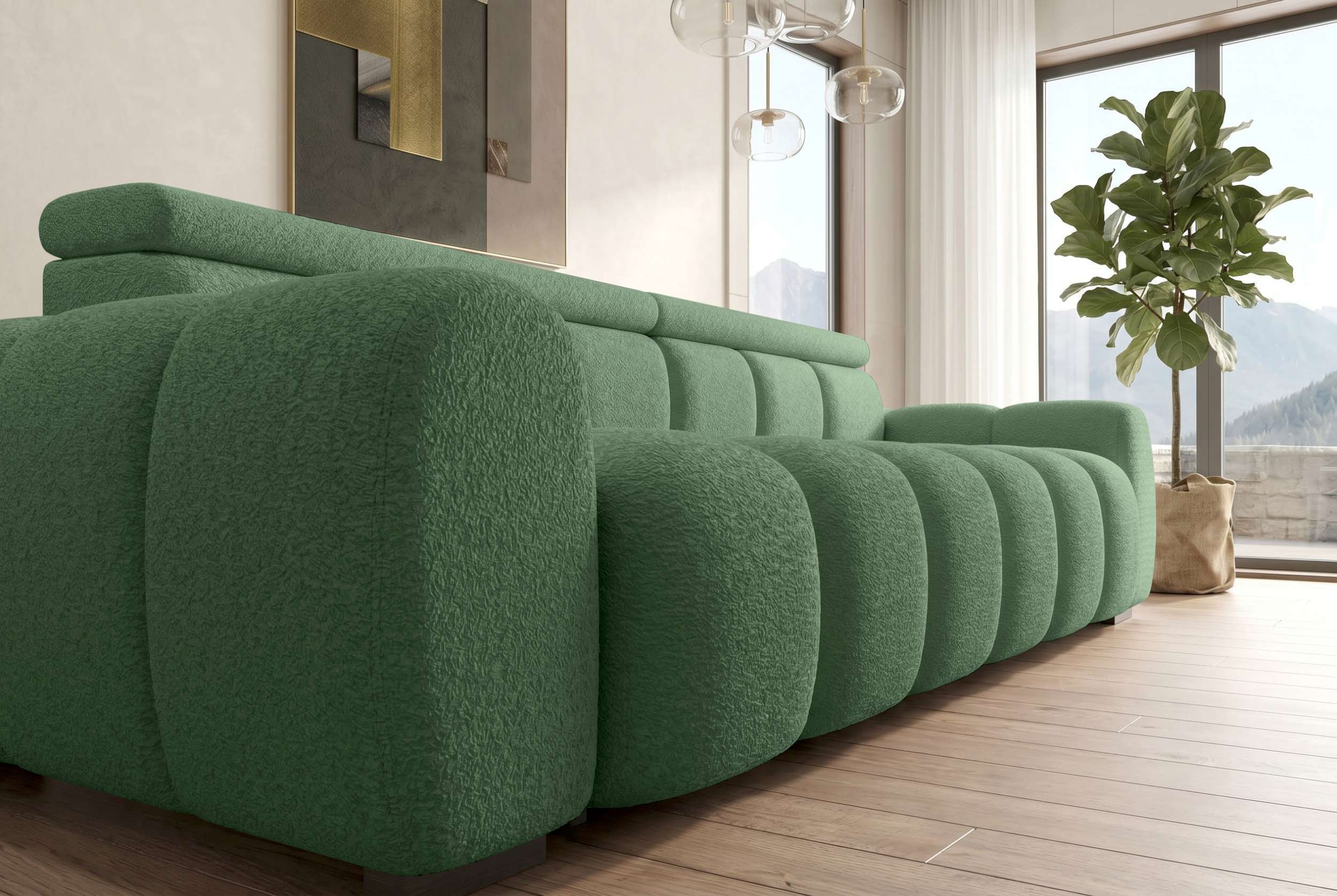 Bigsofa Santorin im Boucle Stoffbezug Minze