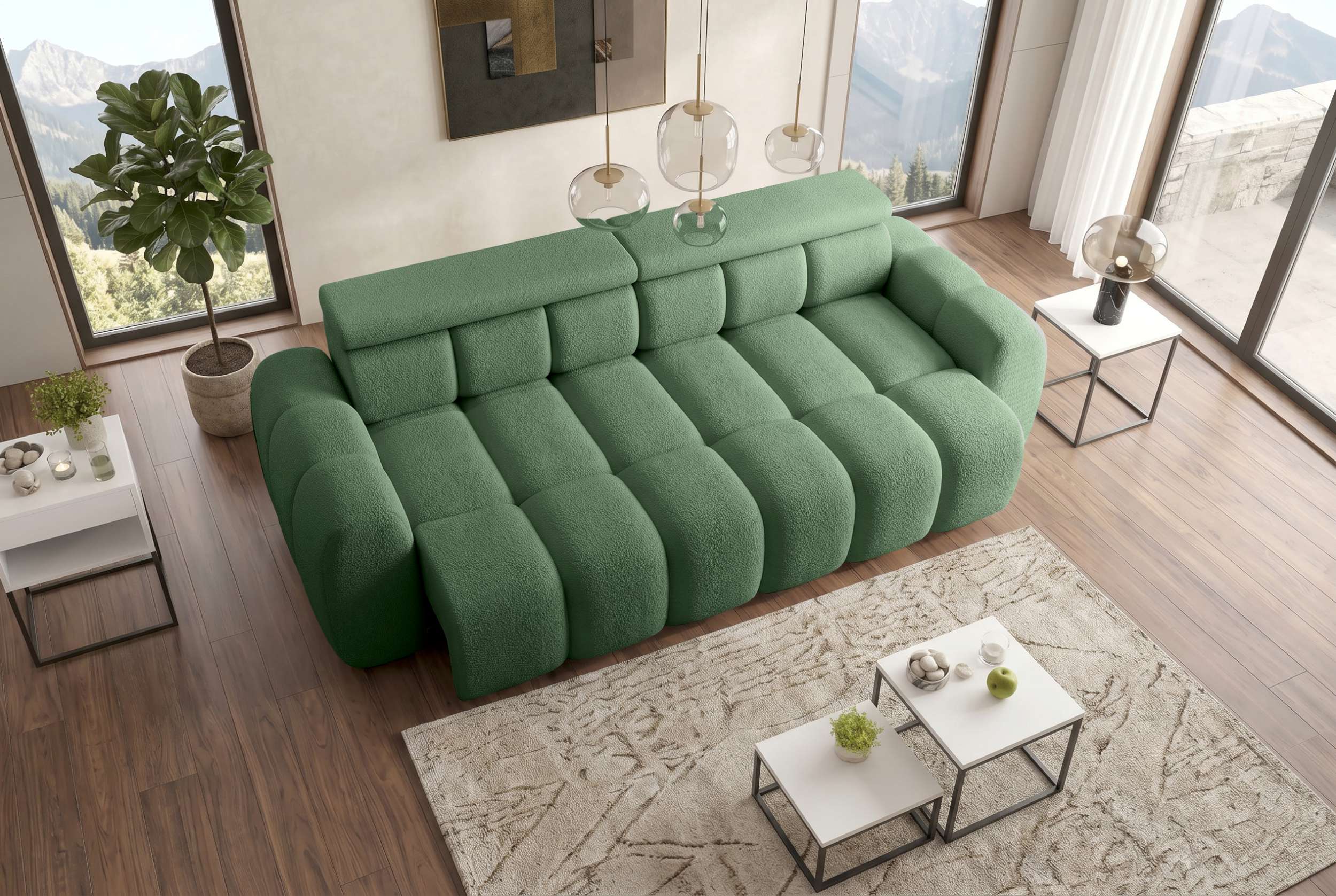 Bigsofa Santorin im Boucle Stoffbezug Minze