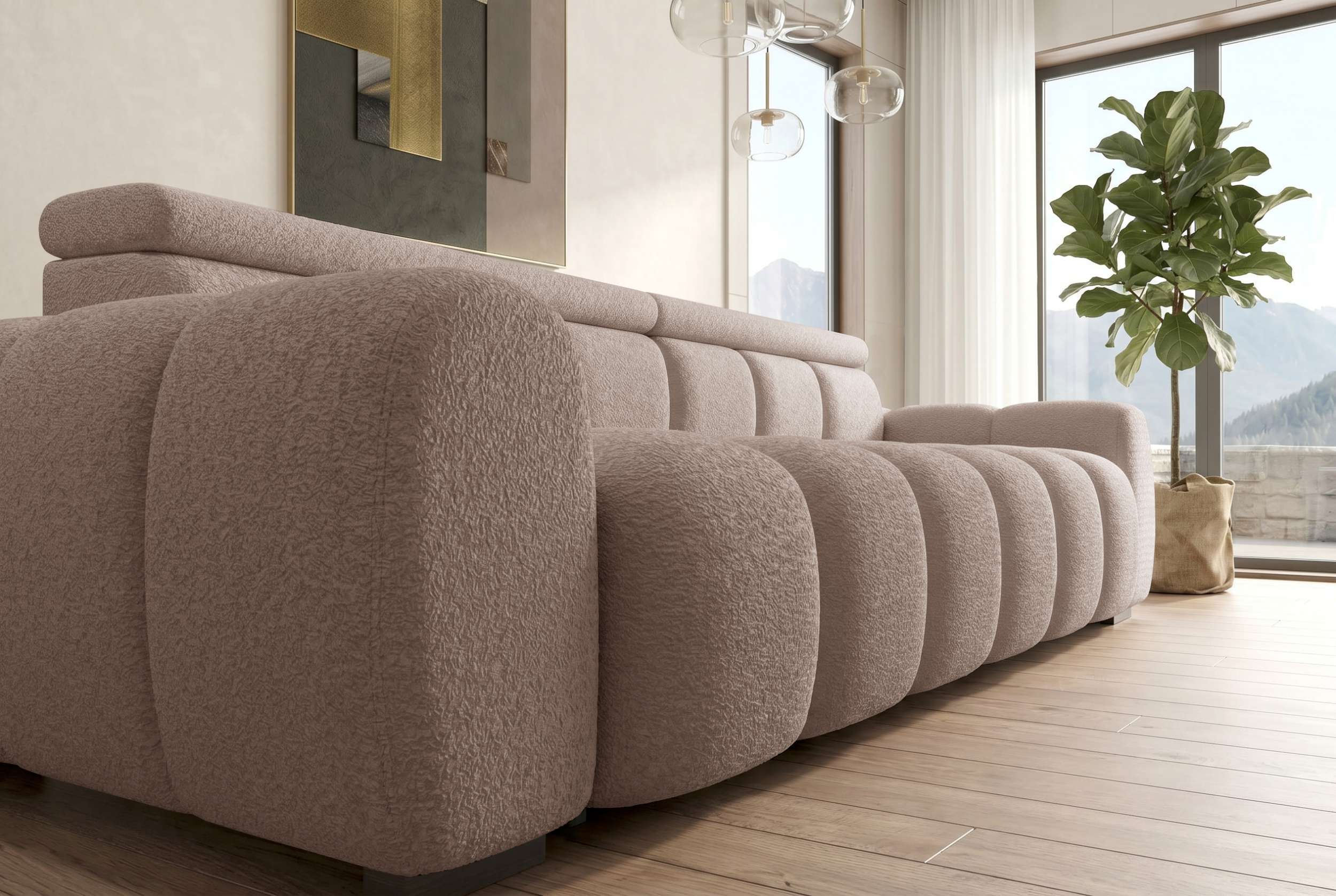 Bigsofa Santorin im Boucle Stoffbezug Rosa
