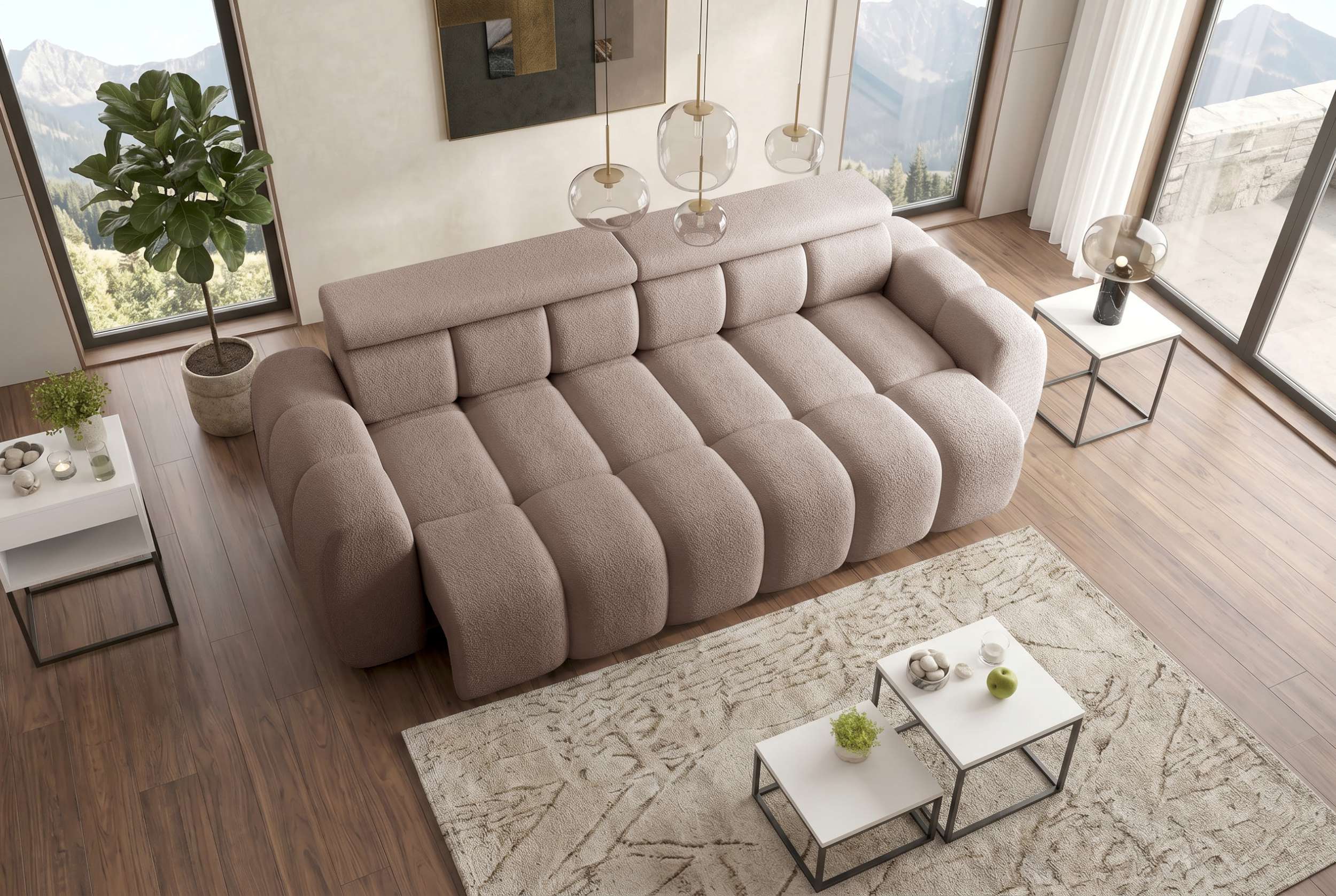 Bigsofa Santorin im Boucle Stoffbezug Rosa