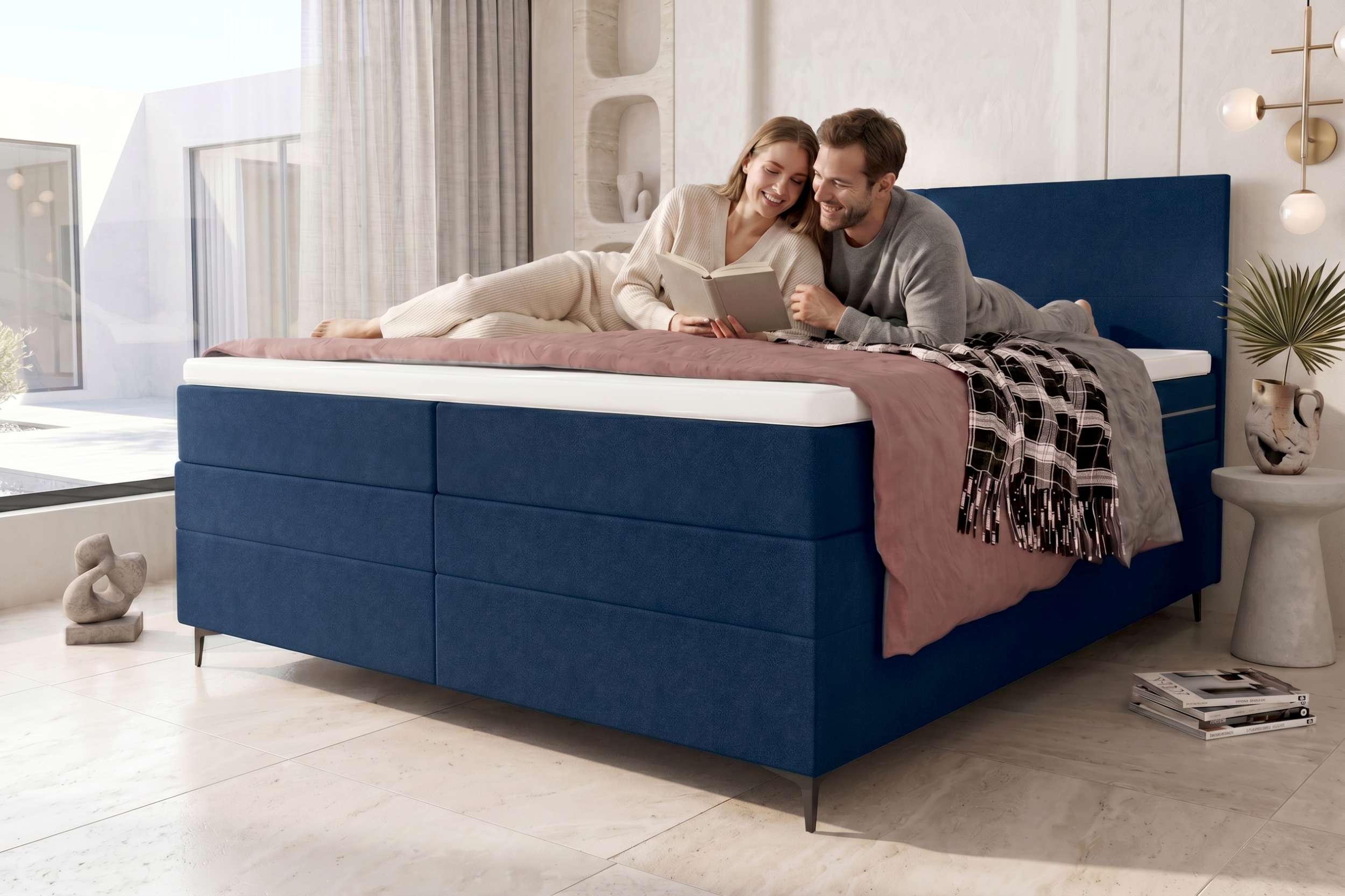 Boxspringbett Nuvia Dunkelblau