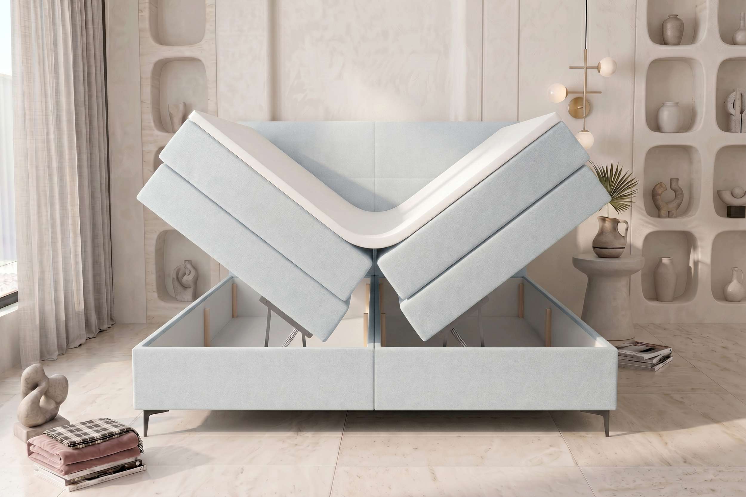 Boxspringbett Nuvia Hellgrau