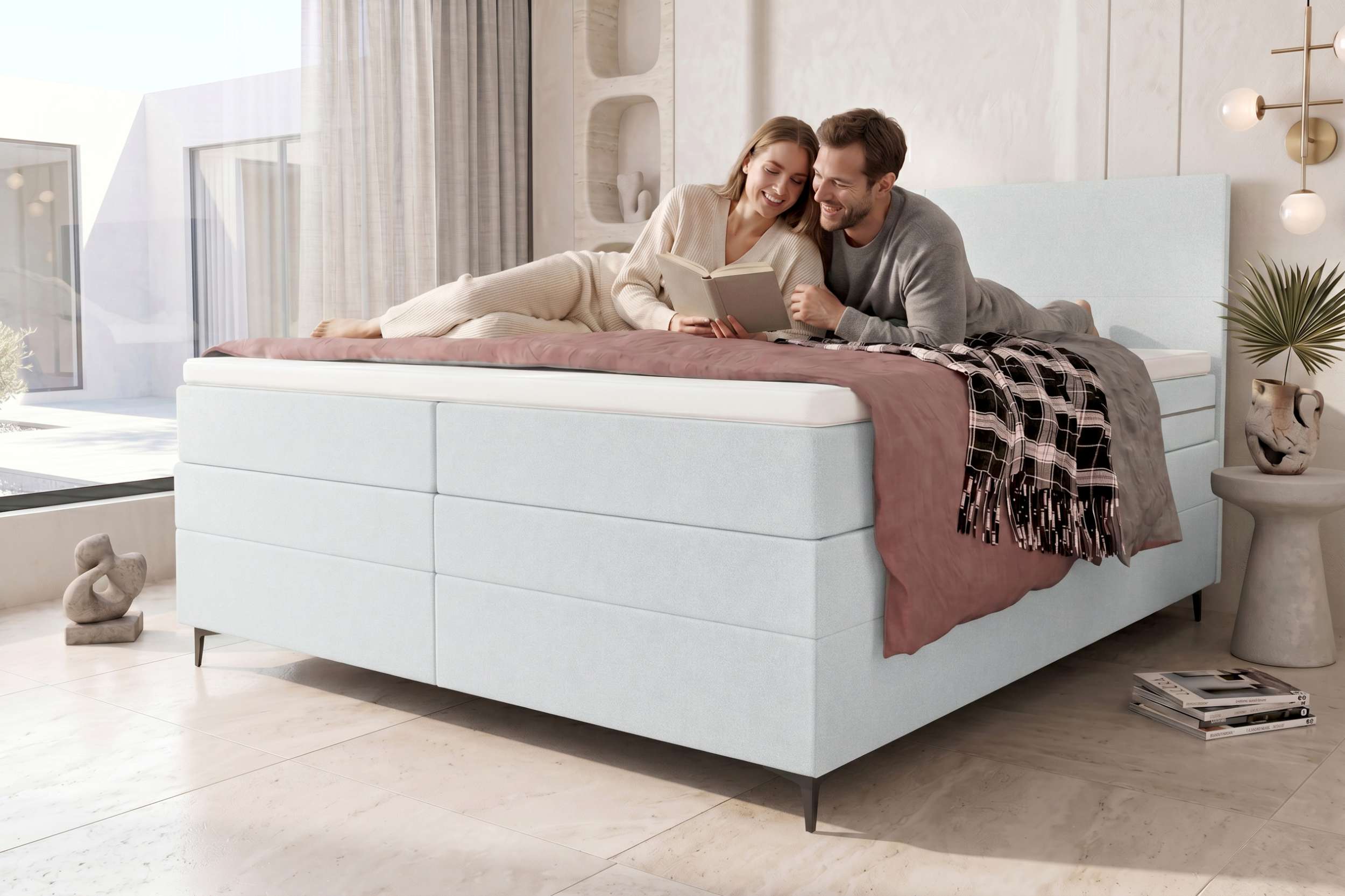 Boxspringbett Nuvia Hellgrau