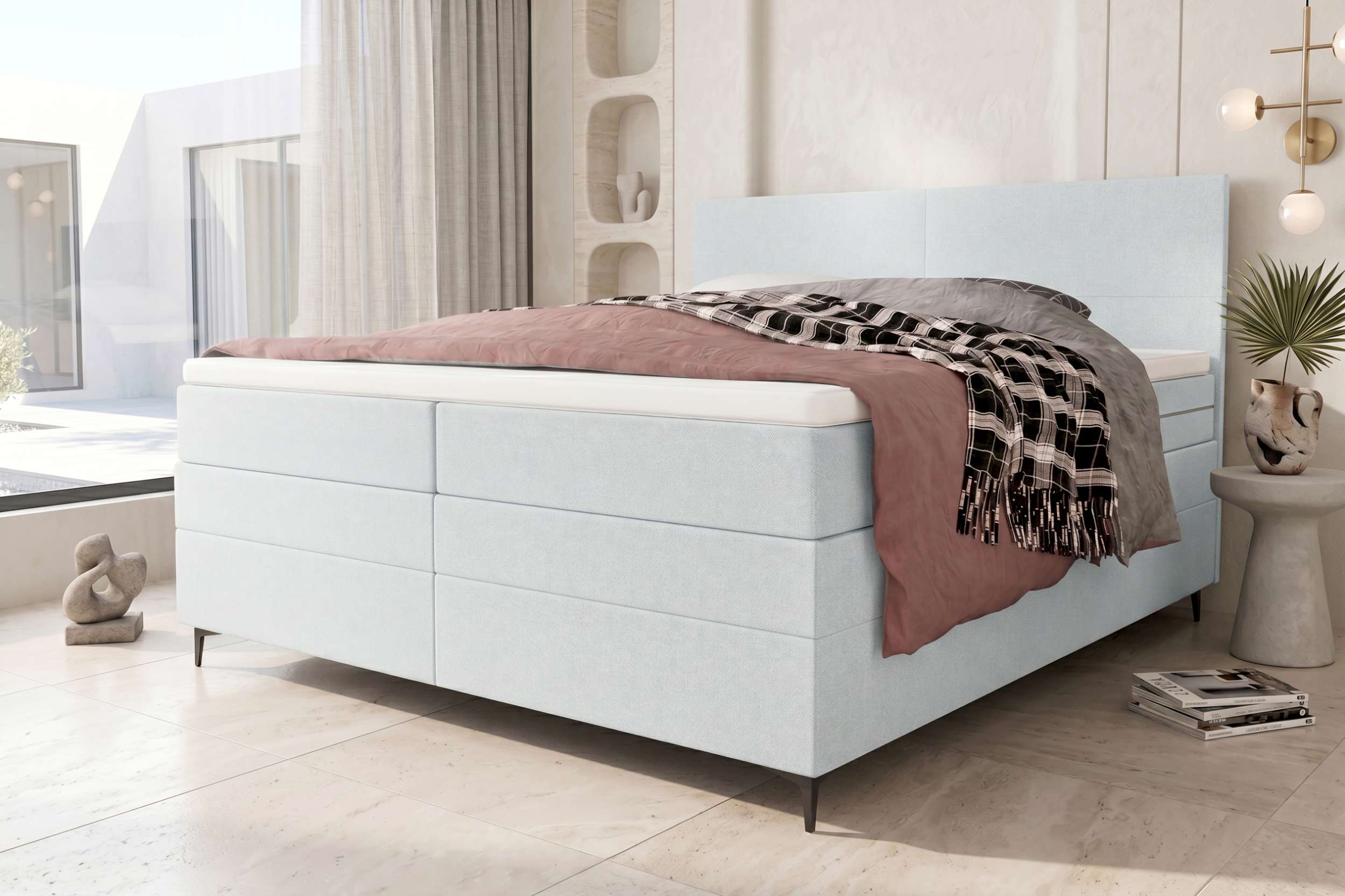 Boxspringbett Nuvia Hellgrau