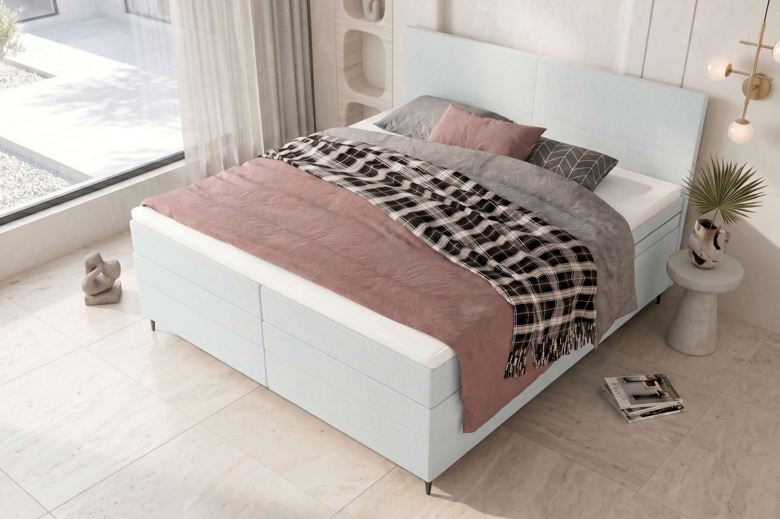 Boxspringbett Nuvia Hellgrau