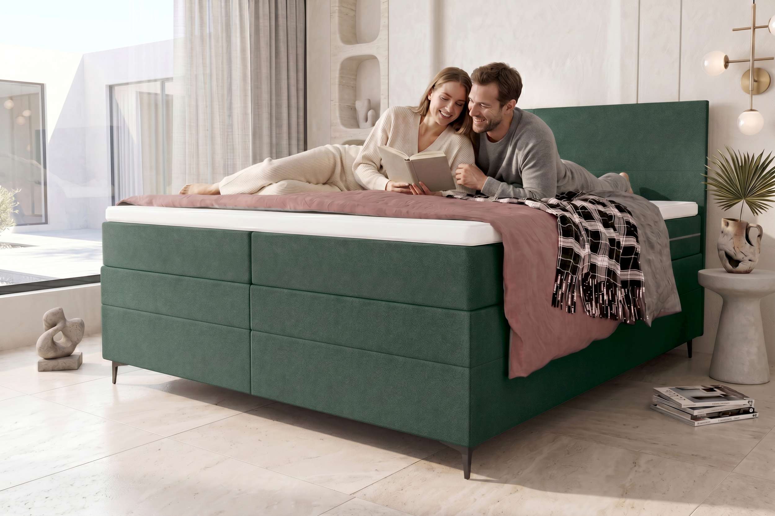 Boxspringbett Nuvia Salbeigrün