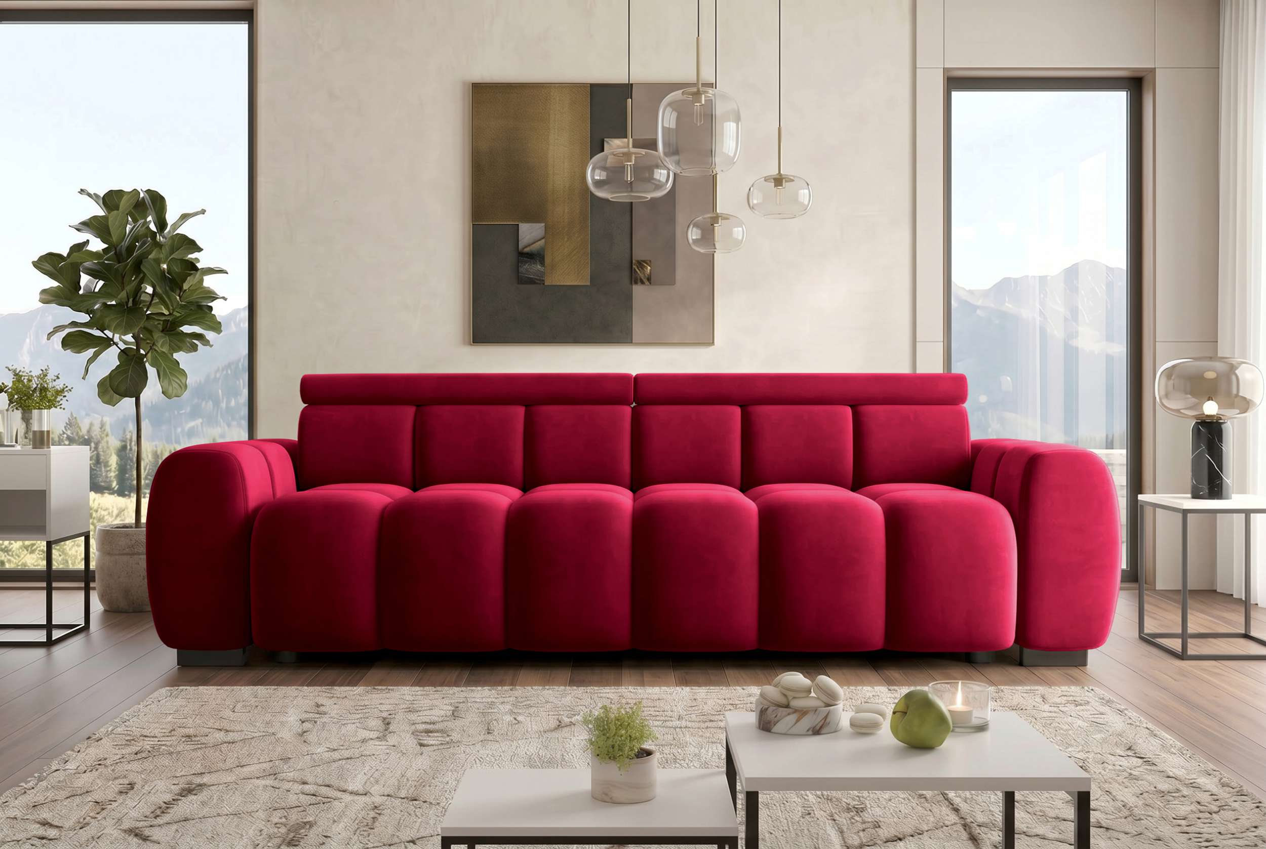 Bigsofa Santorin in Stoff Rot