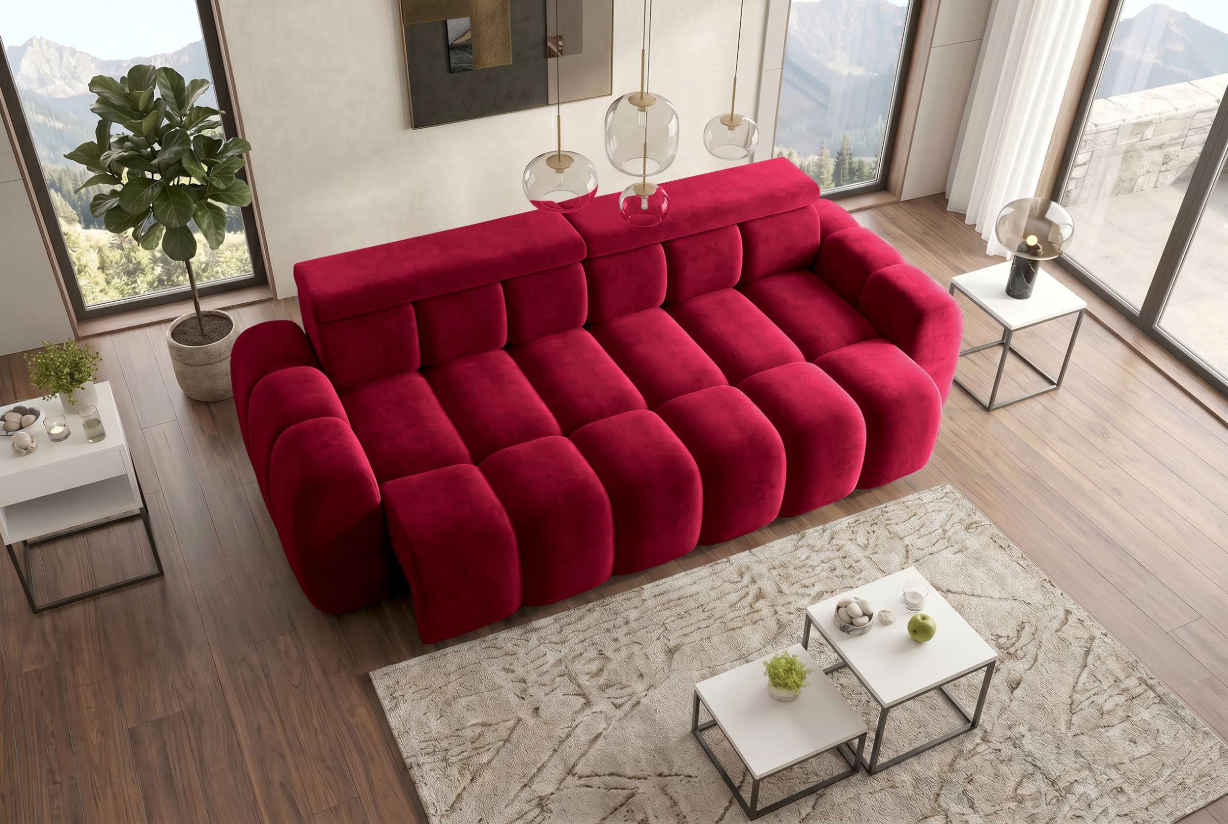 Bigsofa Santorin in Stoff Rot