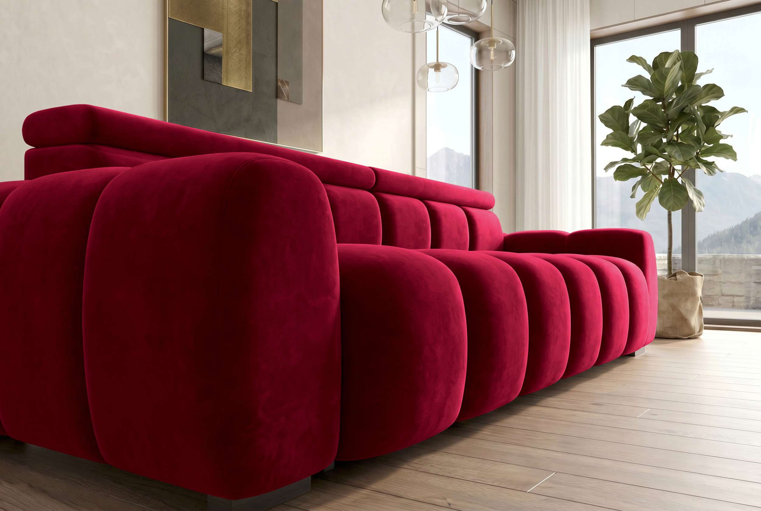 Bigsofa Santorin in Stoff Rot