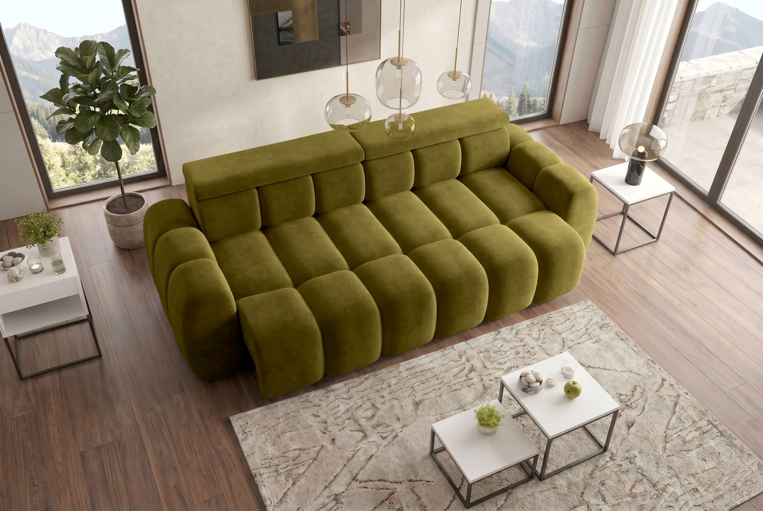 Bigsofa Santorin im Samt Stoffbezug Olive
