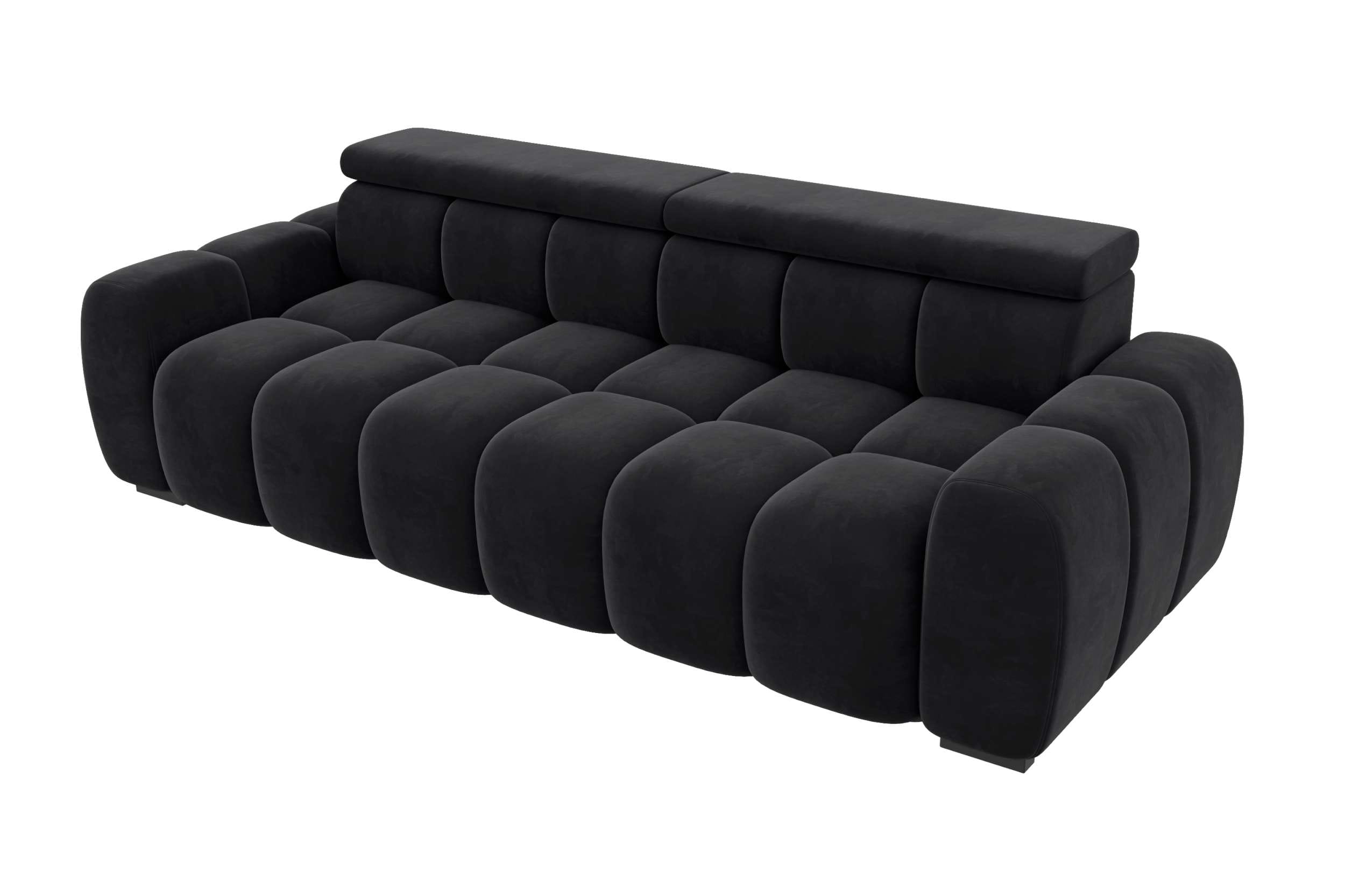 Bigsofa Santorin im Samt Stoffbezug Schwarz