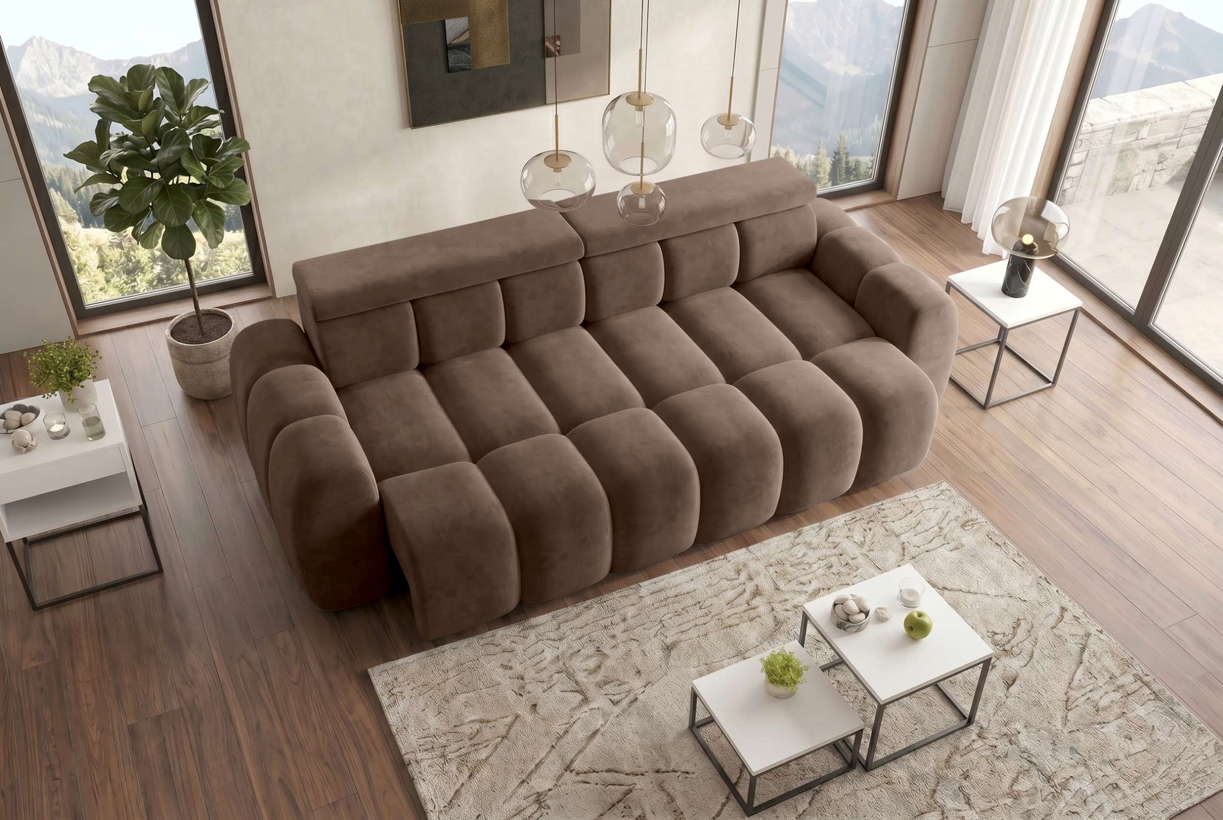 Bigsofa Santorin im Samt Stoffbezug Taupe