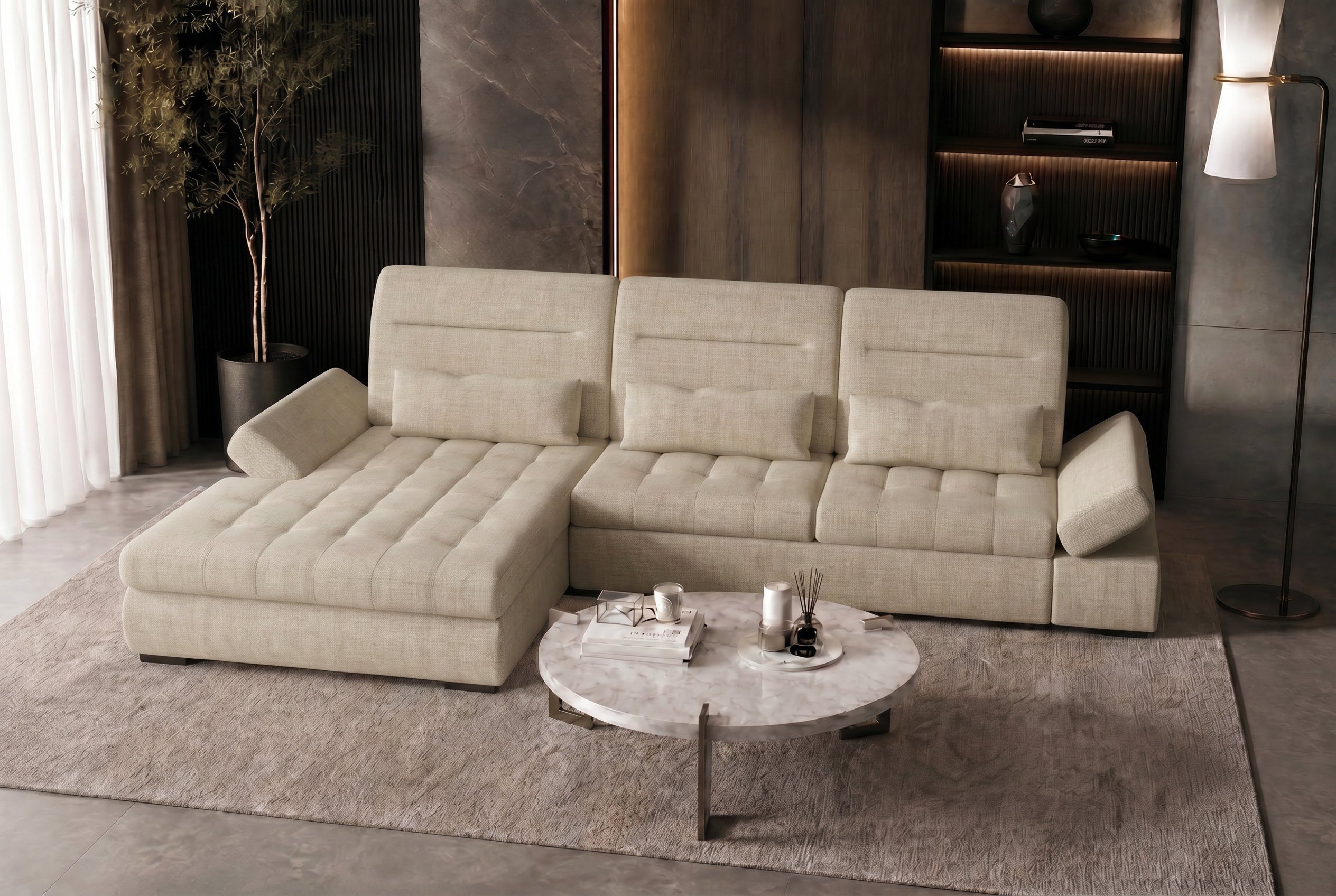 Polster Ecksofa Ares L Form Plus Creme