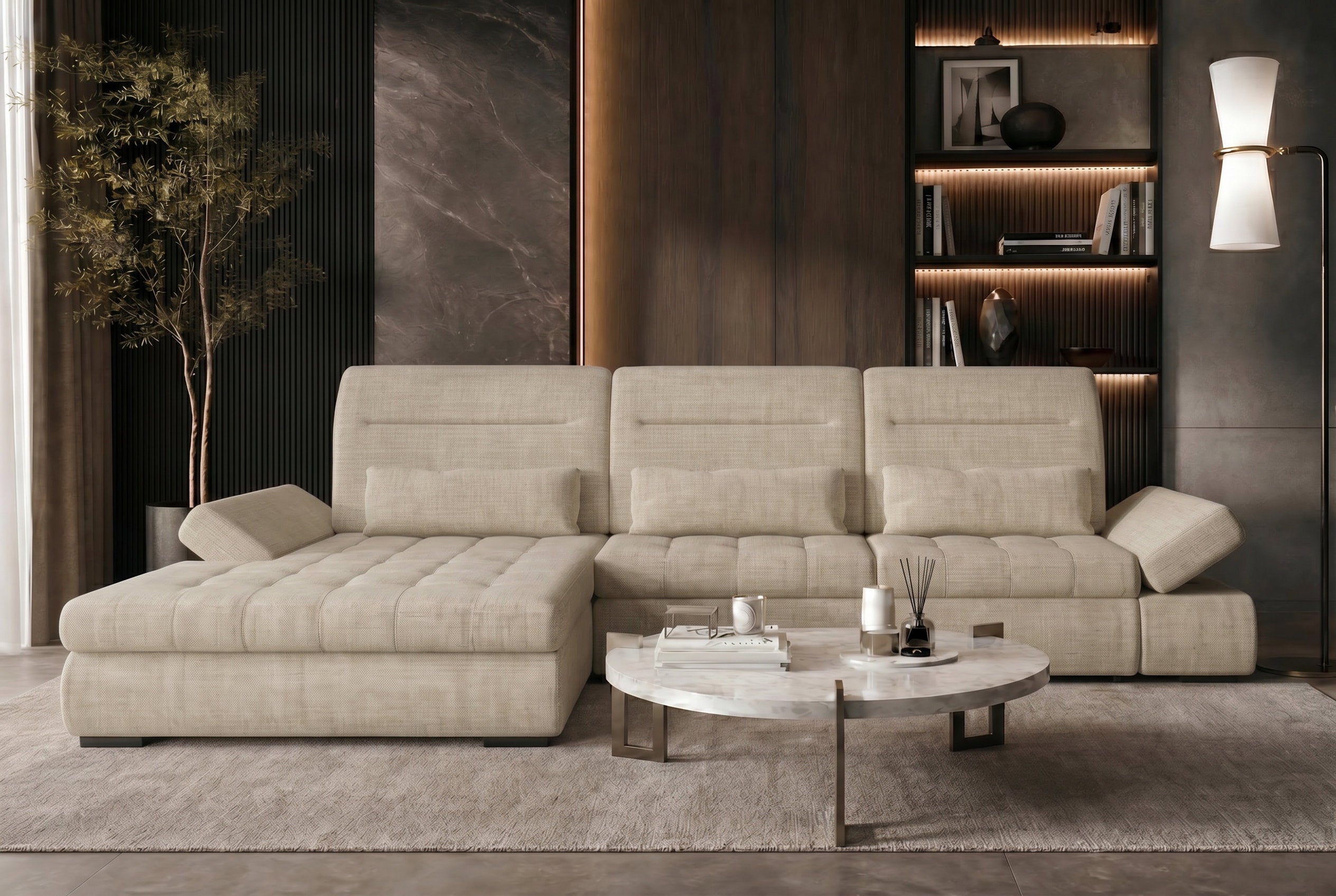 Polster Ecksofa Ares L Form Plus Creme