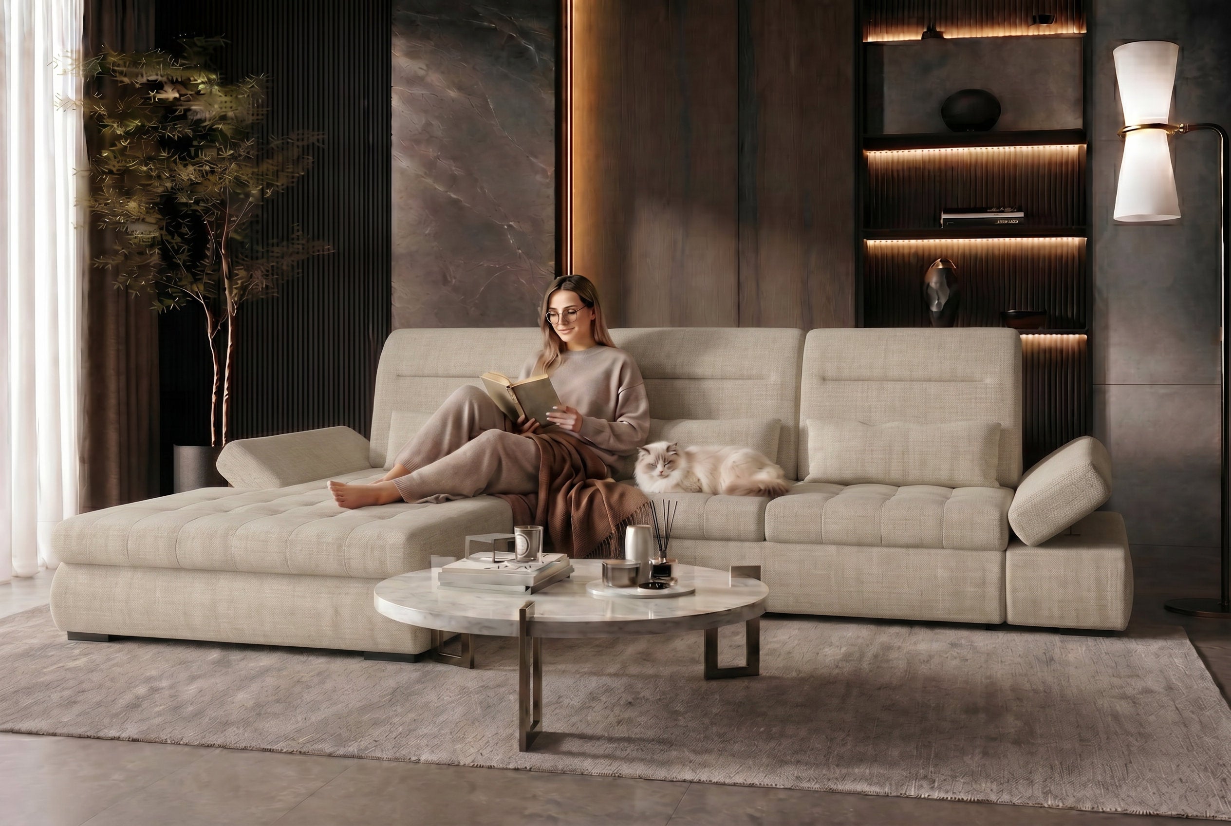 Polster Ecksofa Ares L Form Plus Creme