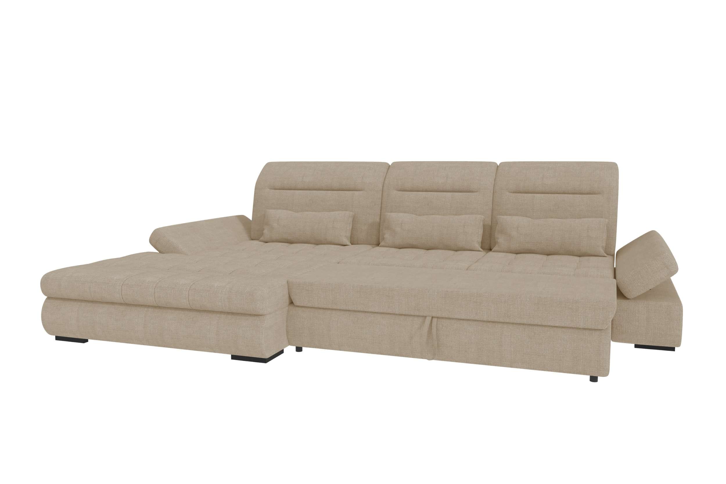 Samtstoff Ecksofa Ares L Form Plus Creme