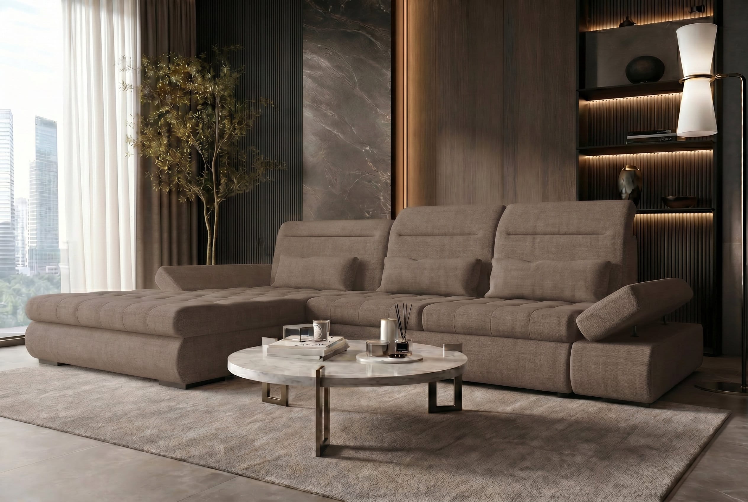 Ecksofa Ares L Form aus Stoff antilope