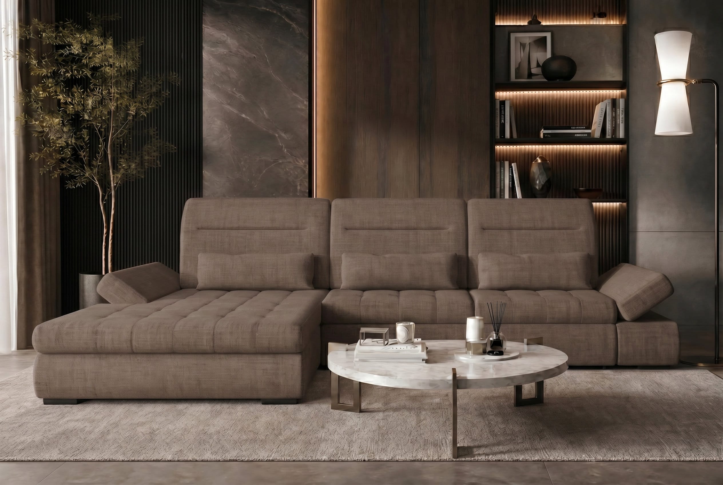 Ecksofa Ares L Form aus Stoff antilope
