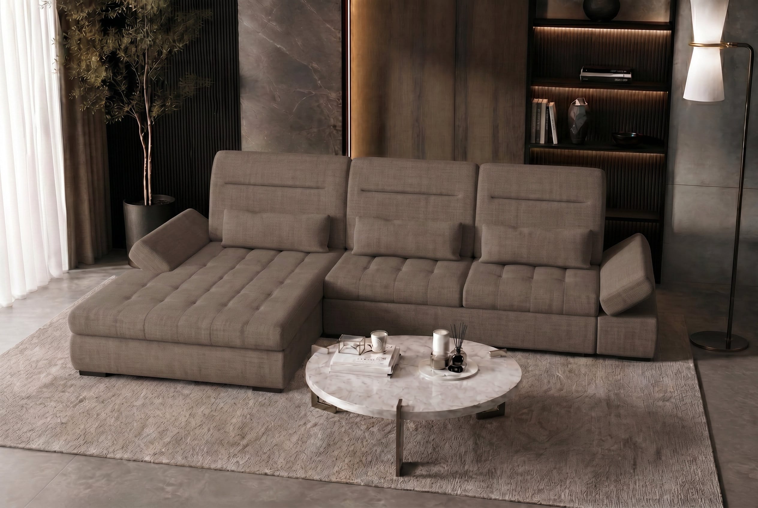 Ecksofa Ares L Form aus Stoff antilope