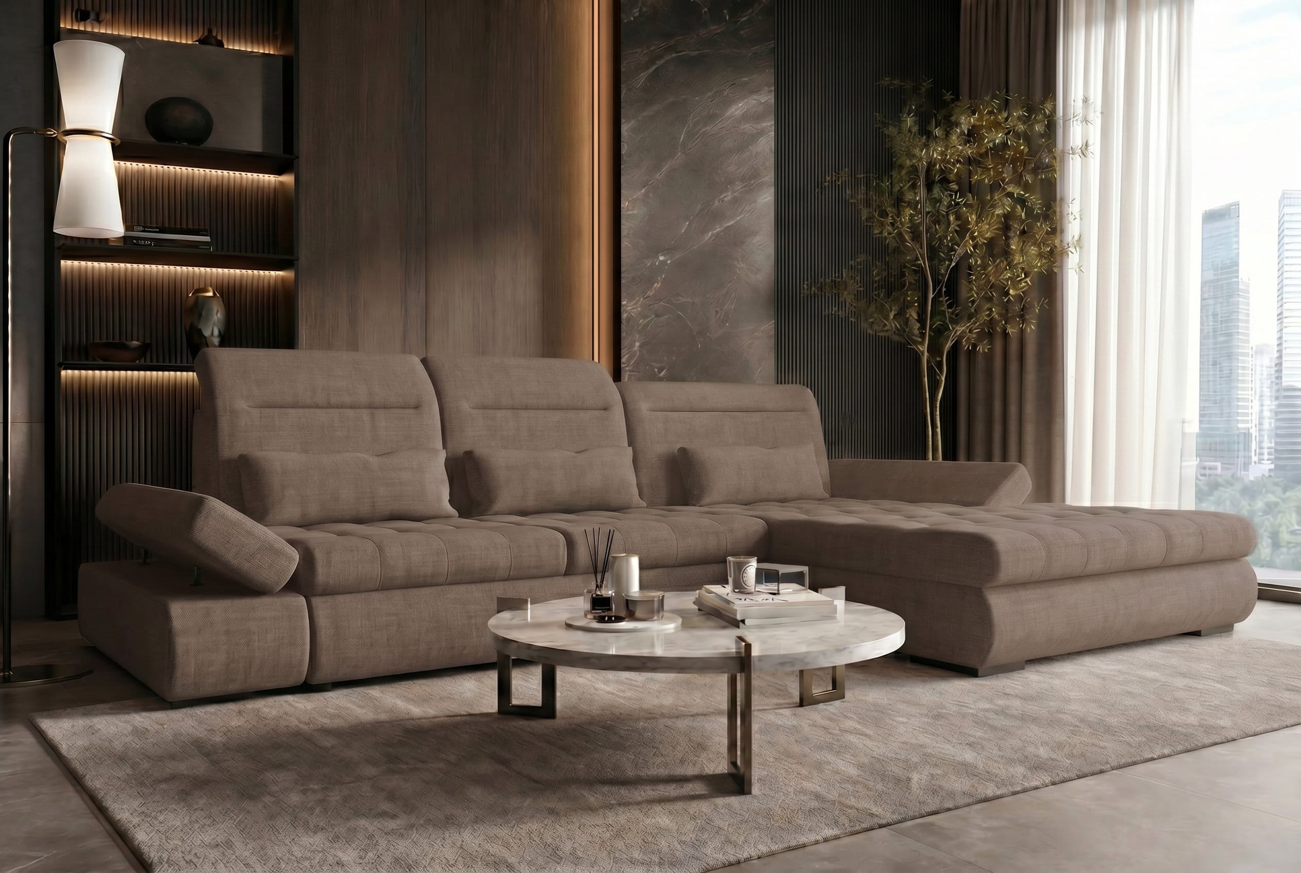 Ecksofa Ares L Form aus Stoff antilope